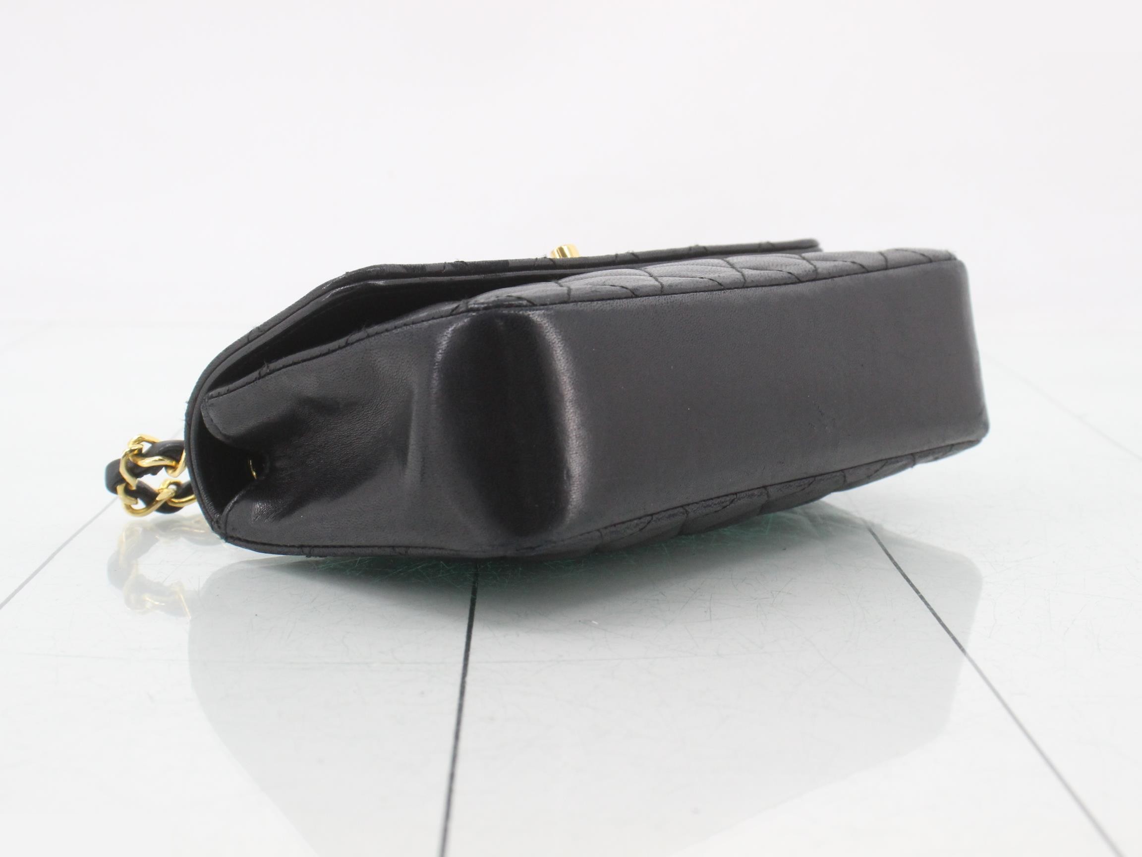 Matelassé Chain Shoulder Bag, Black — view 5