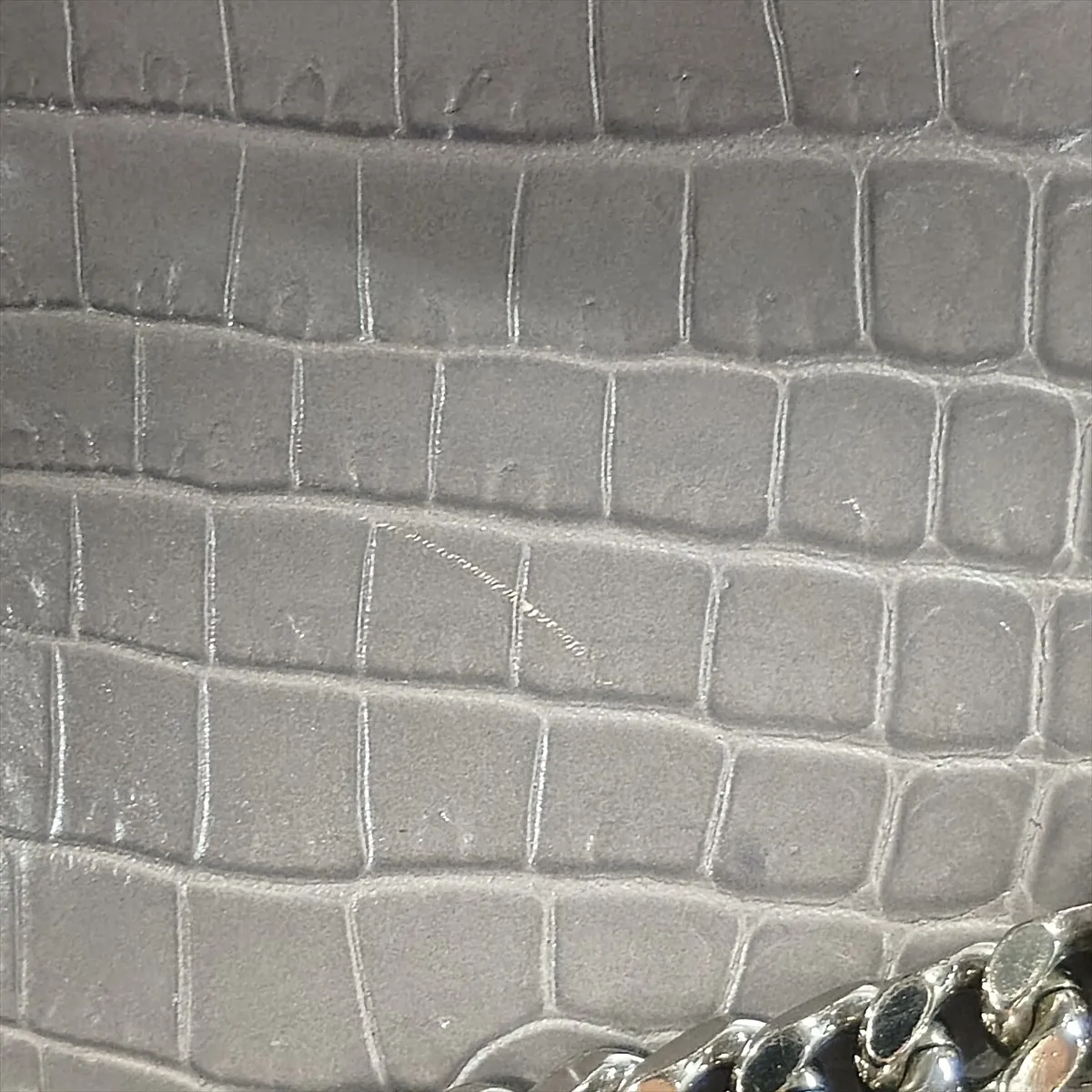 Classic Kate Crocodile Embossed Chain Shoulder Bag, Gray, 354119 — view 12