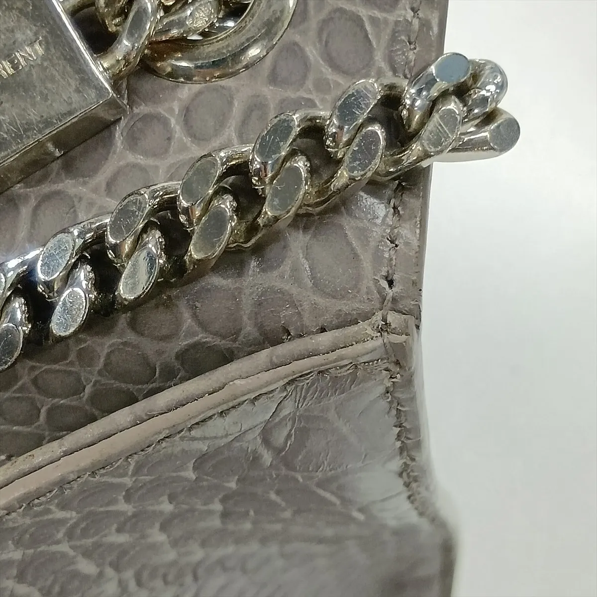 Classic Kate Crocodile Embossed Chain Shoulder Bag, Gray, 354119 — view 13