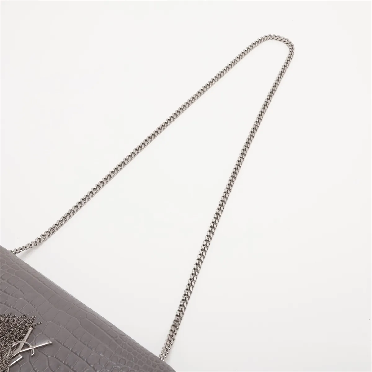 Classic Kate Crocodile Embossed Chain Shoulder Bag, Gray, 354119 — view 5