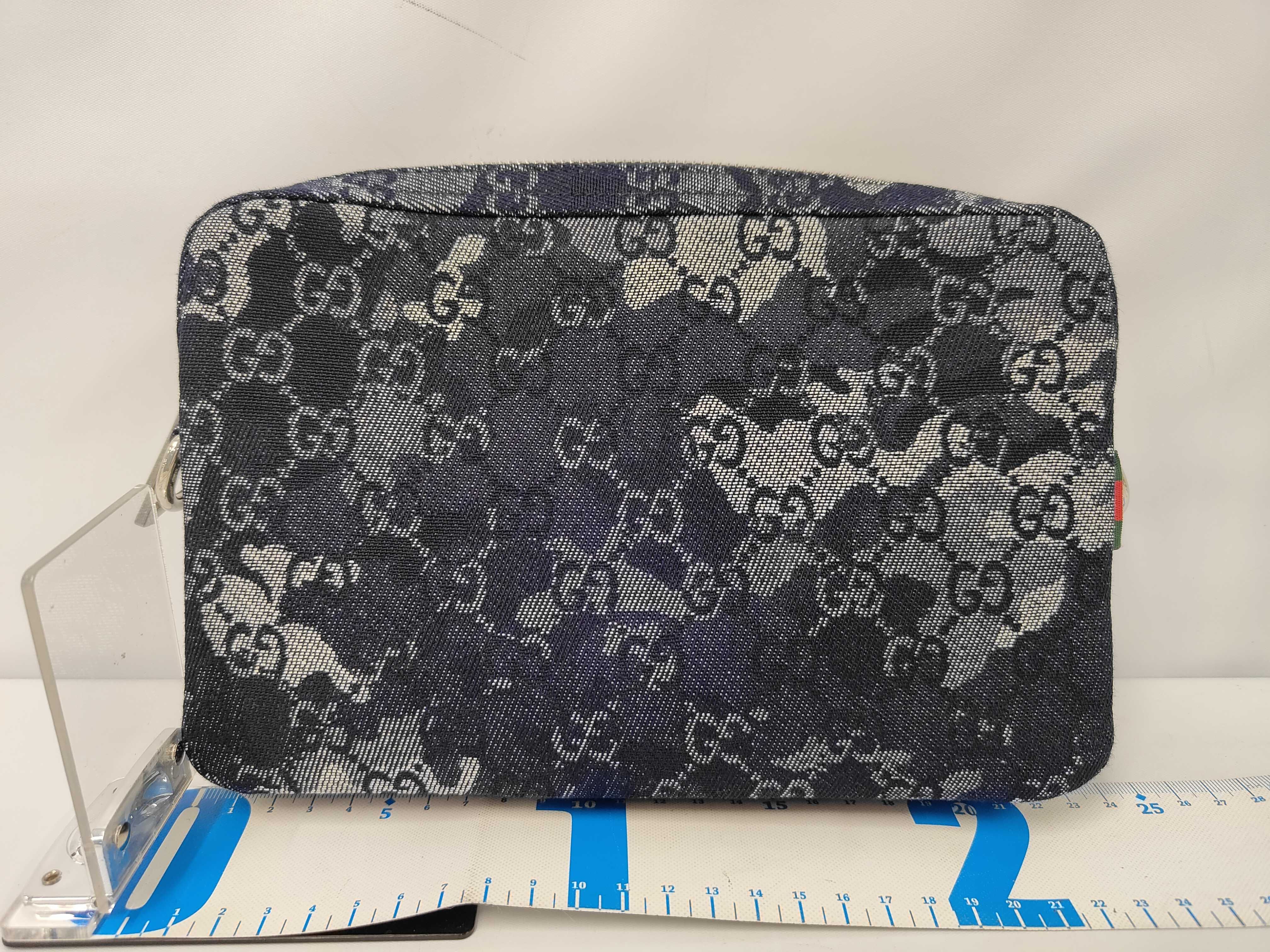 denim camouflage shoulder bag GG pouch — view 2