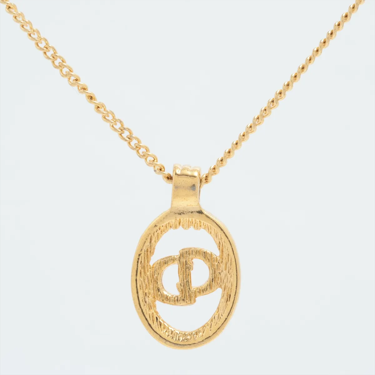 CD logo necklace, GP gold. Shows signs of wear, — view 2