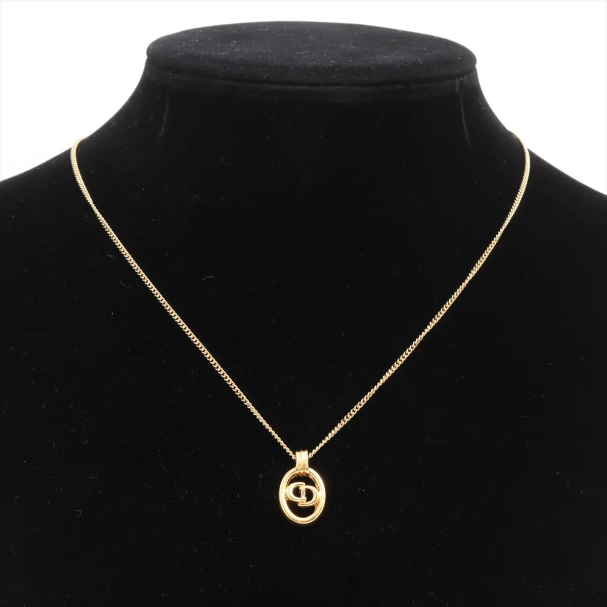 CD logo necklace, GP gold. Shows signs of wear, — view 5