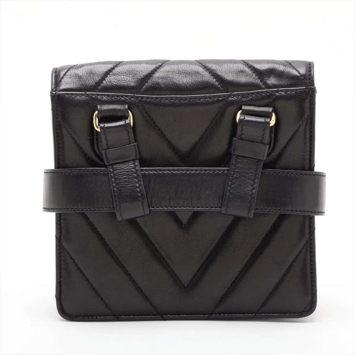 Chevron Lambskin Waist Pouch, Black with Gold Hardware, Item No. 1967629, Series 1 — view 2