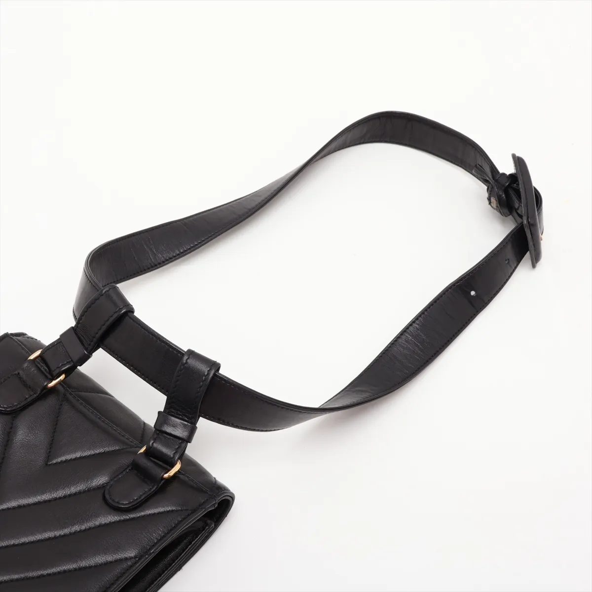 Chevron Lambskin Waist Pouch, Black with Gold Hardware, Item No. 1967629, Series 1 — view 5