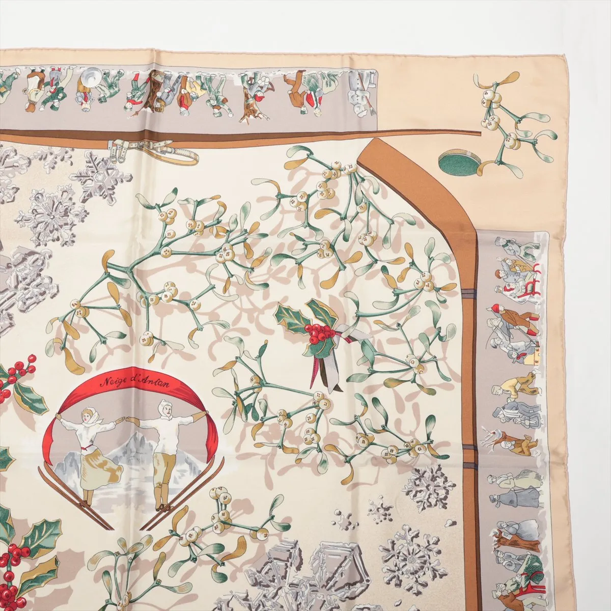 Carre 90 Neige d' Antan Last Year's Snow Scarf Silk Beige Thread — view 3