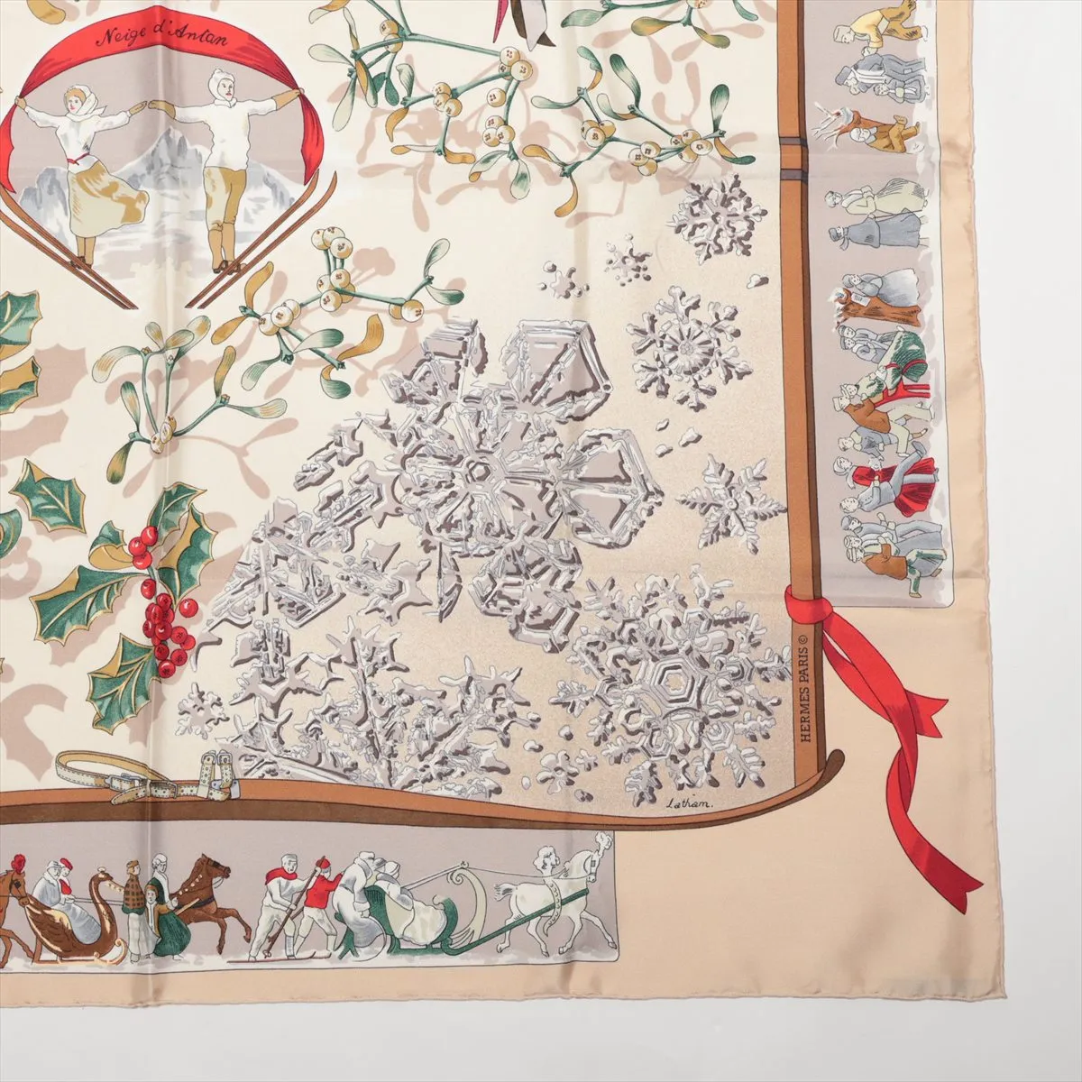Carre 90 Neige d' Antan Last Year's Snow Scarf Silk Beige Thread — view 4