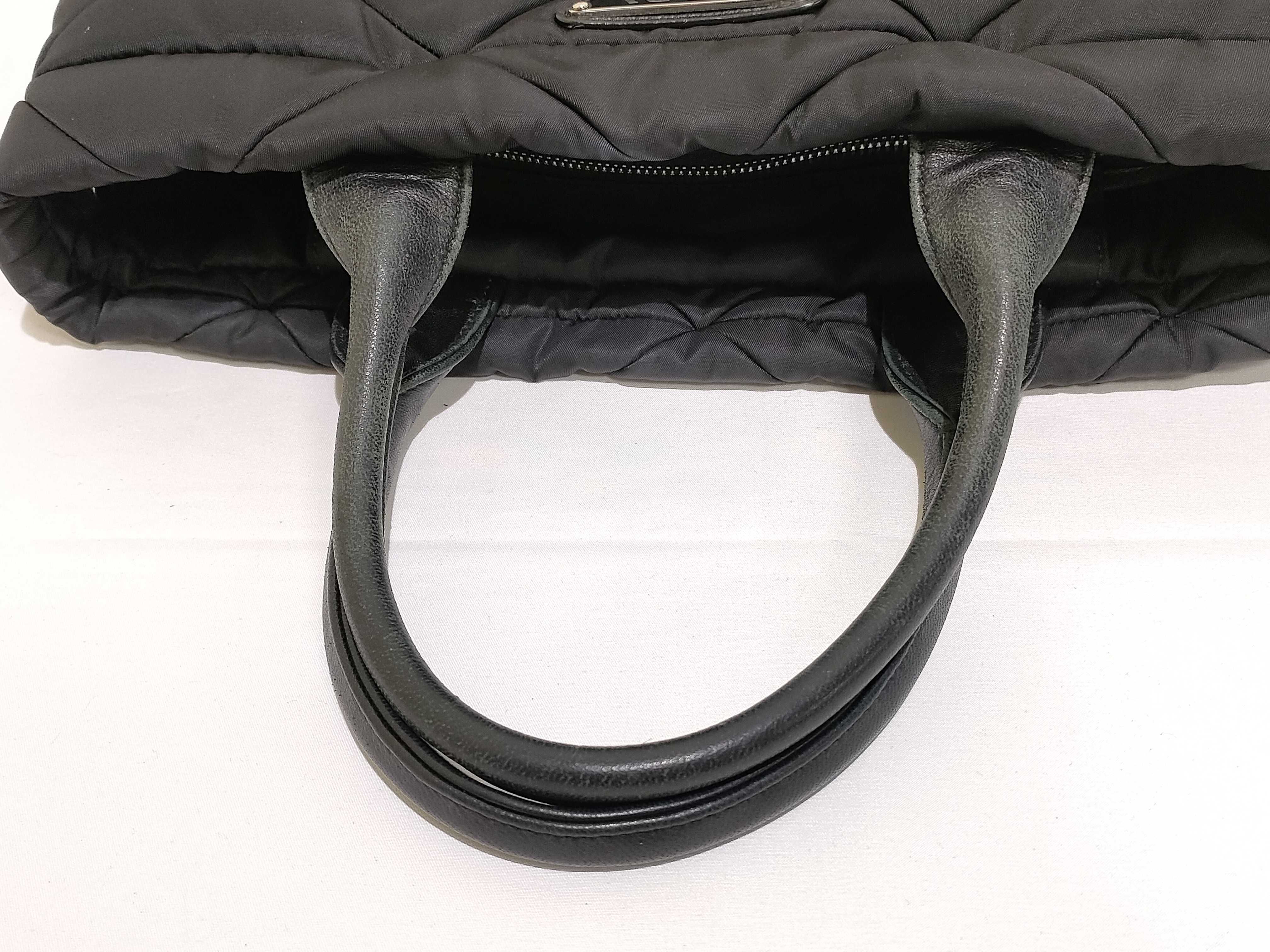 Nylon Prada Tessuto Quilted Nylon x Leather 2-Way Handbag Black Handbag — view 3