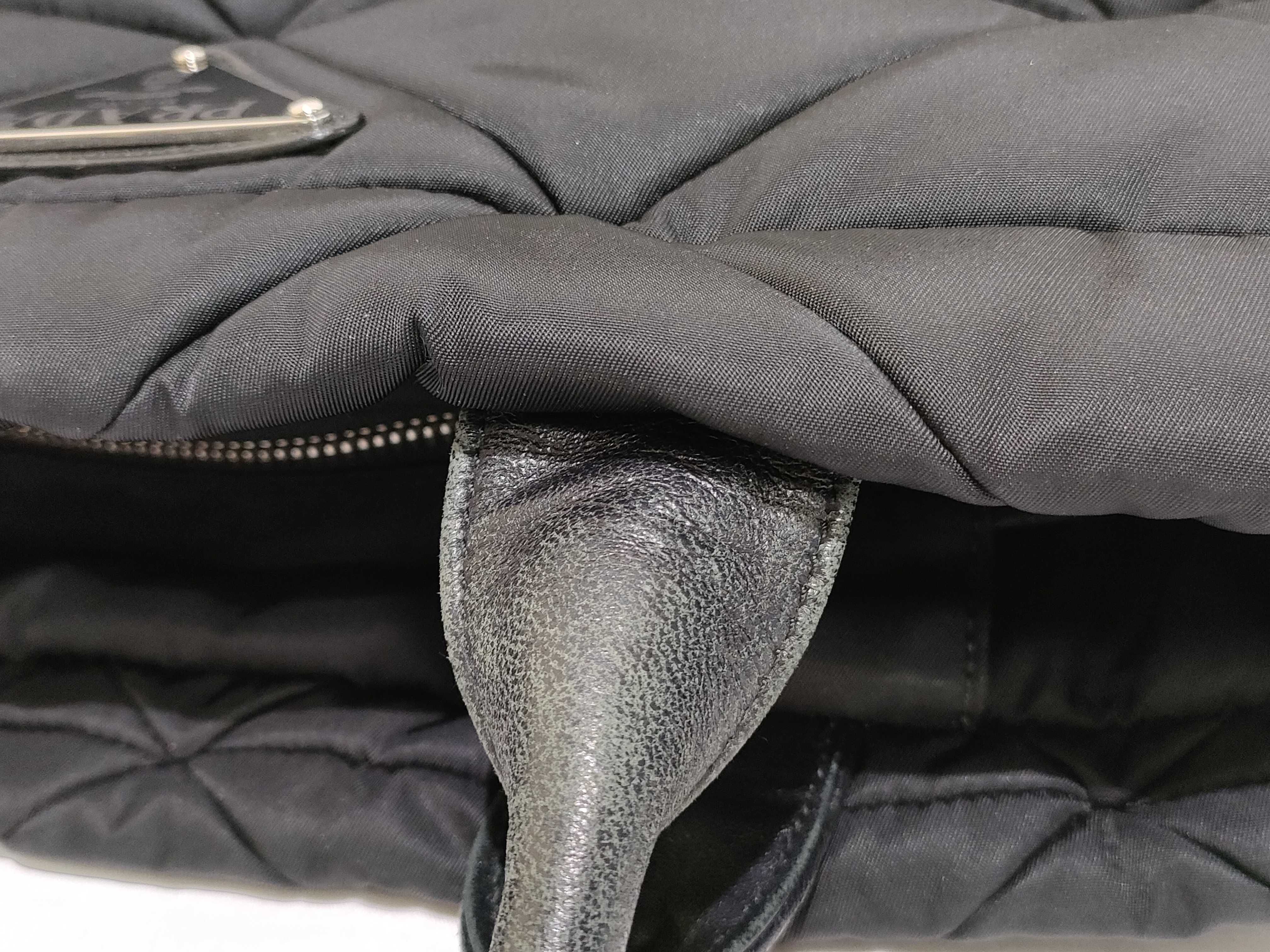 Nylon Prada Tessuto Quilted Nylon x Leather 2-Way Handbag Black Handbag — view 4
