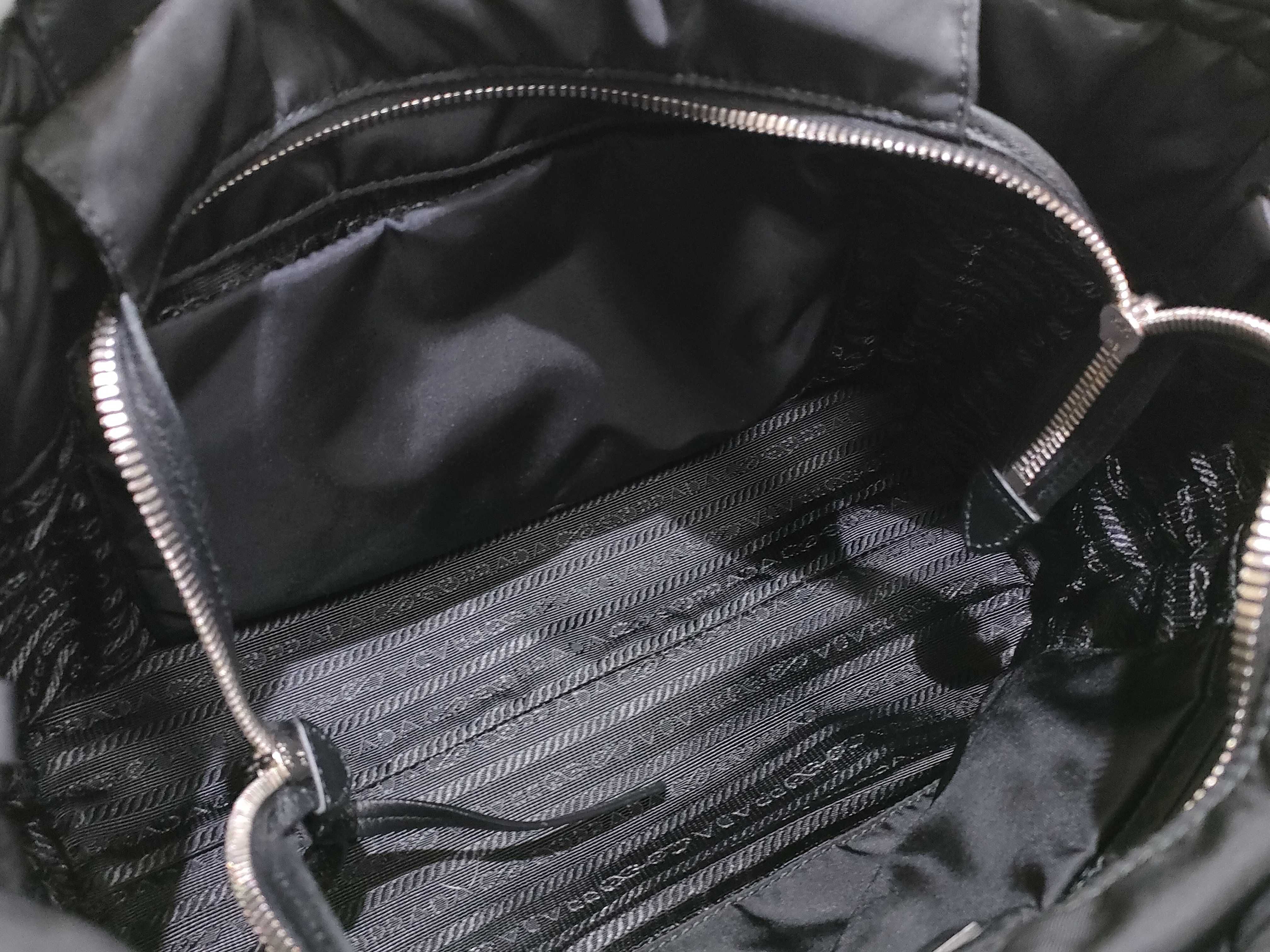 Nylon Prada Tessuto Quilted Nylon x Leather 2-Way Handbag Black Handbag — view 6
