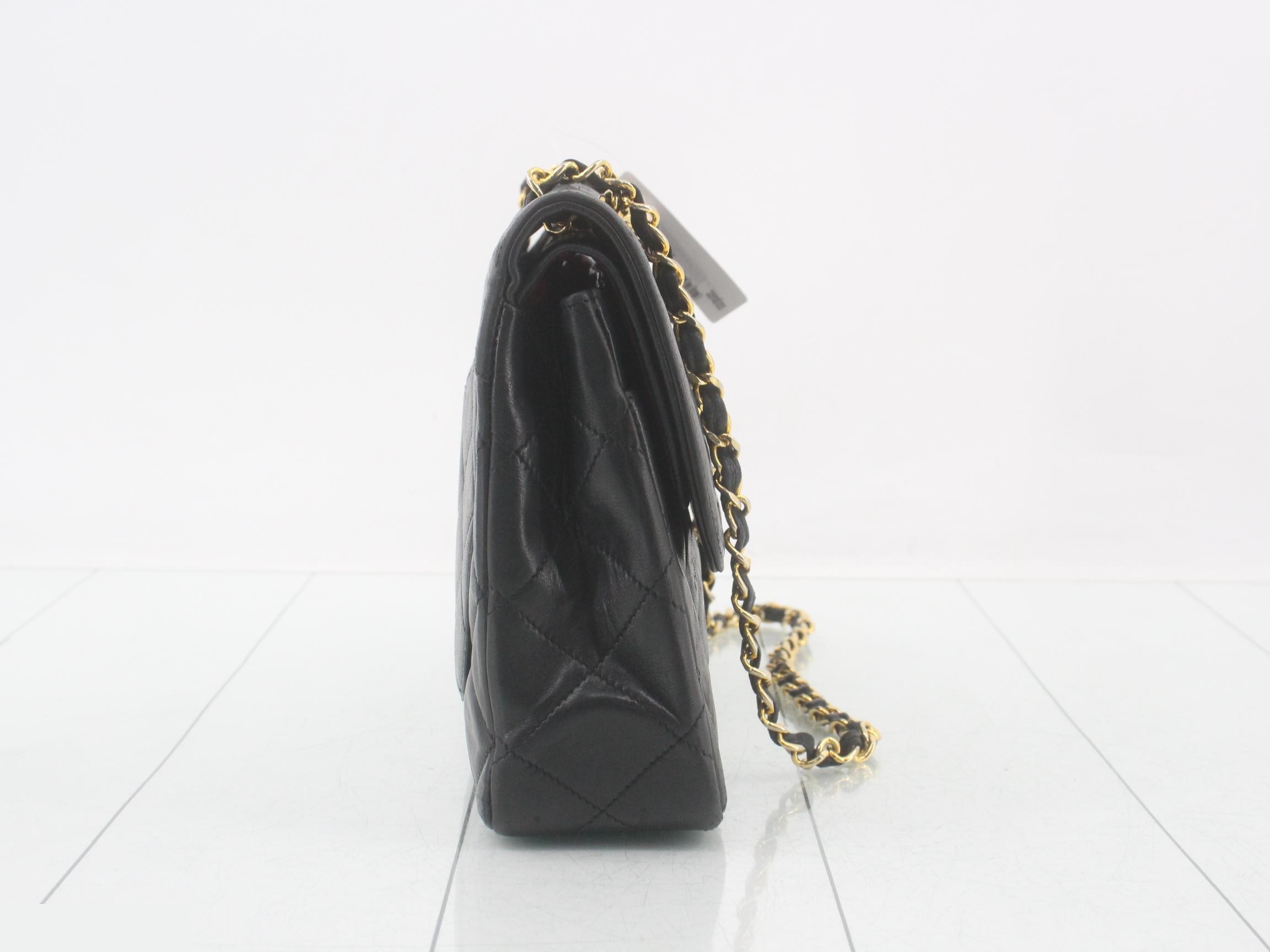 Lambskin Paris Limited Edition Double Flap Chain Shoulder Bag, Black — view 4