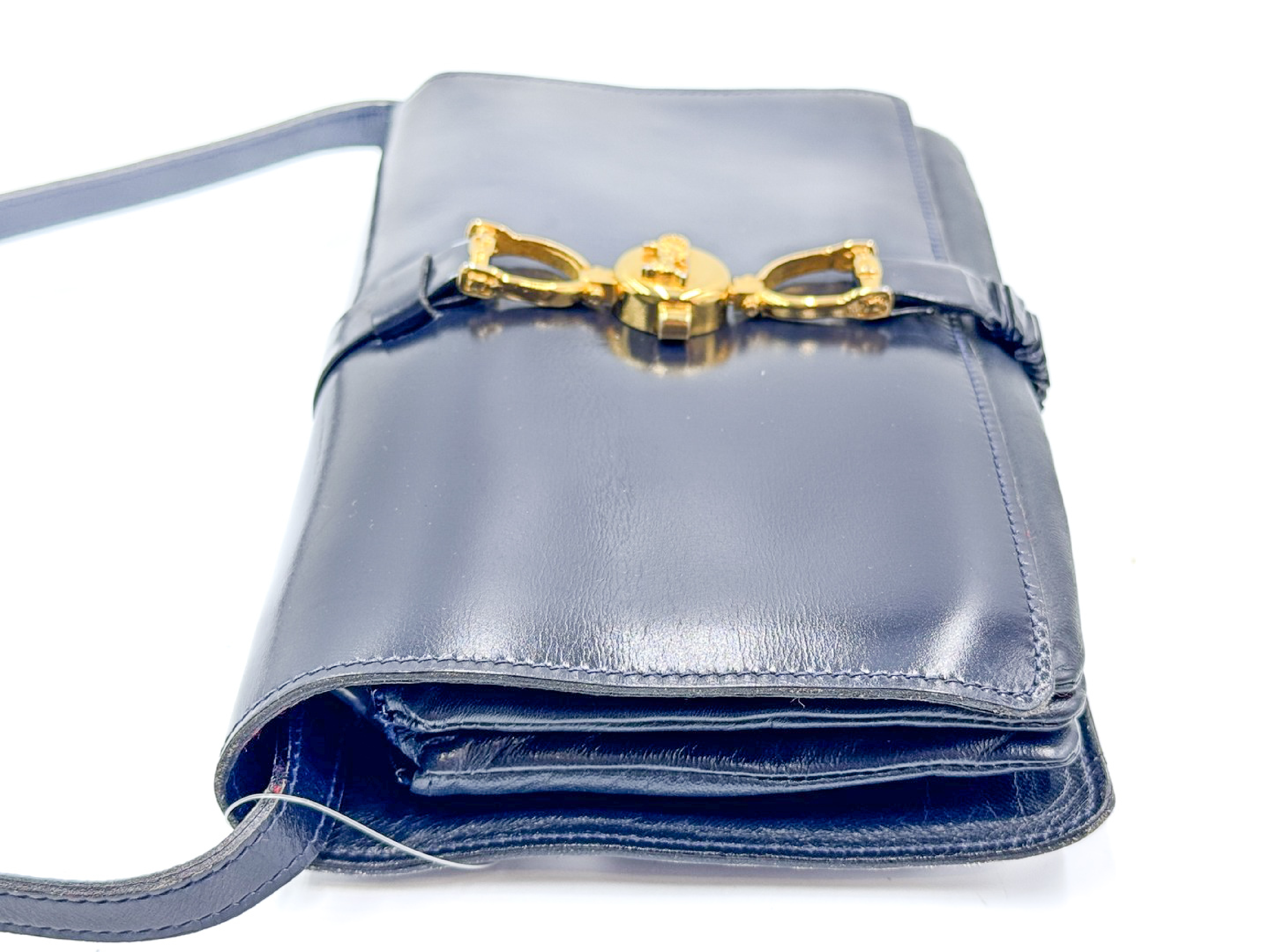 carriage hardware, gold hardware, calf leather, black, vintage shoulder bag — view 5