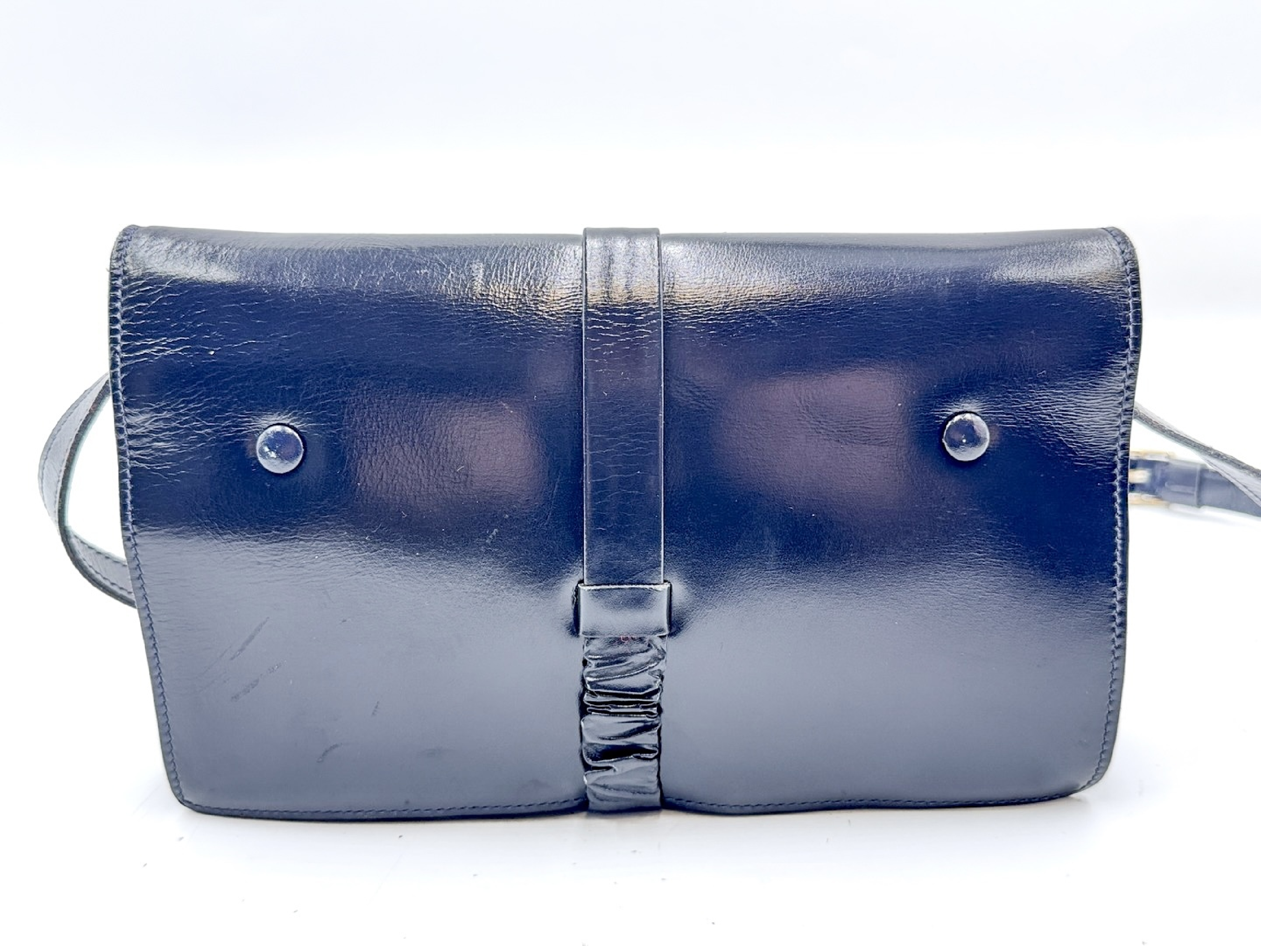 carriage hardware, gold hardware, calf leather, black, vintage shoulder bag — view 8