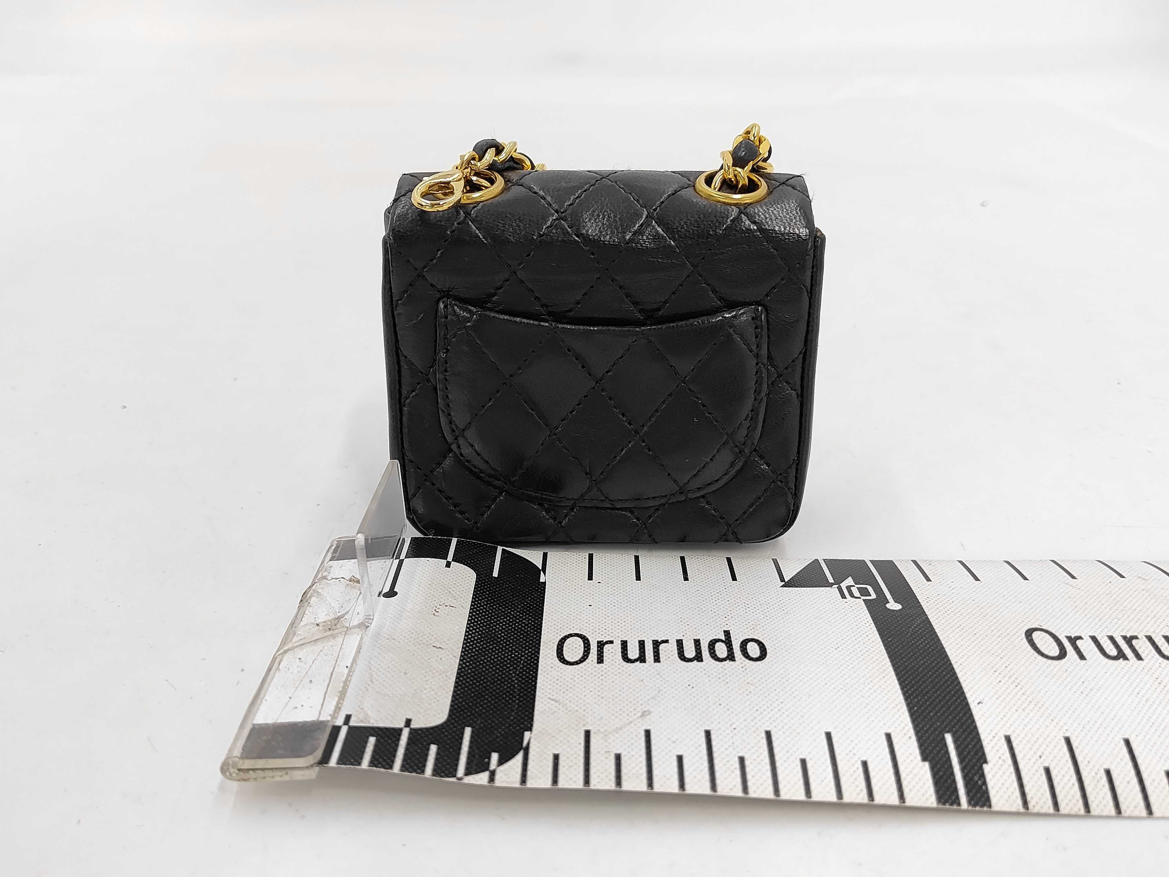 Lambskin Mini Matelassé Chain Belt Bag Charm, Black Waist Bag — view 2