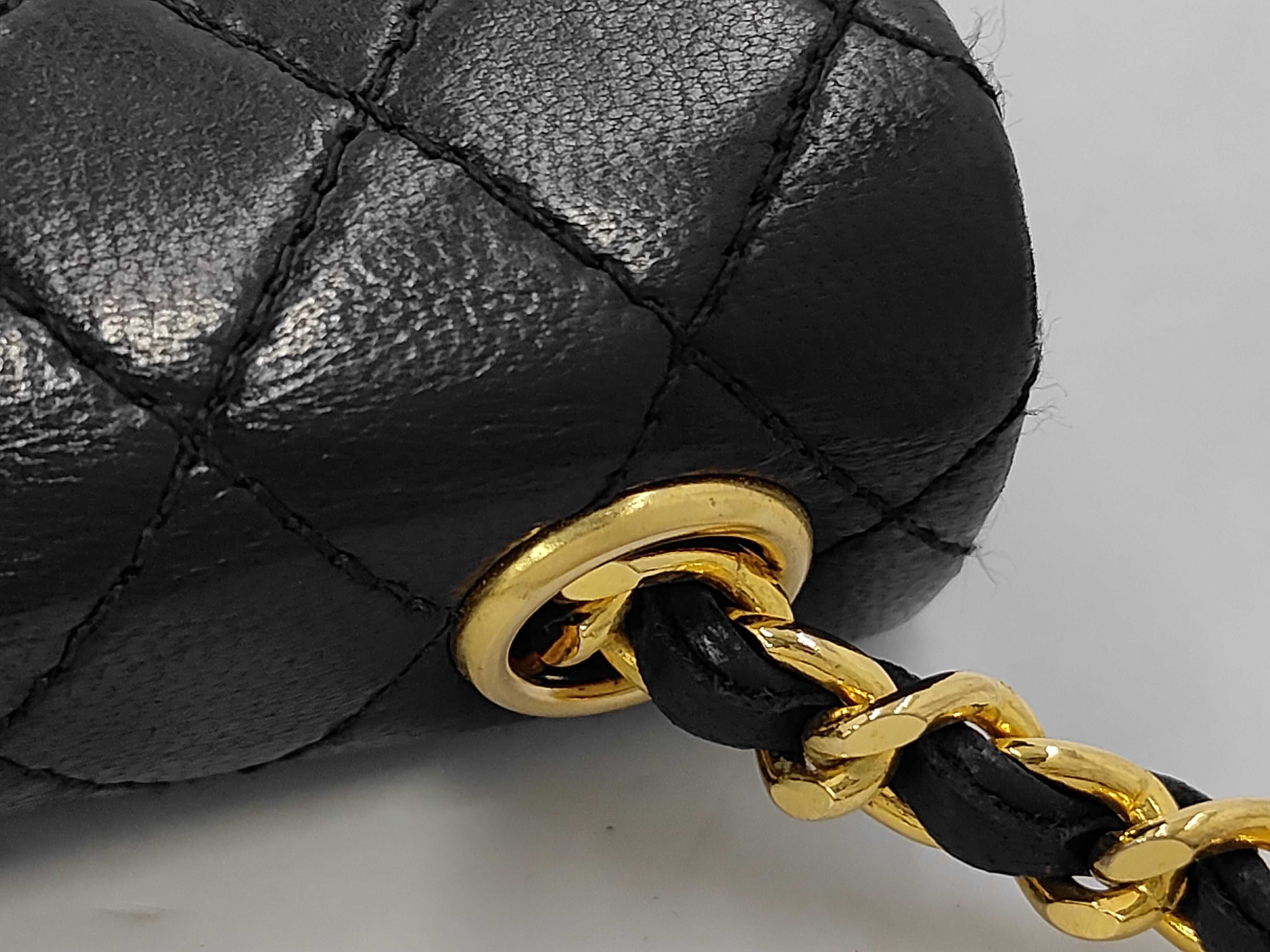 Lambskin Mini Matelassé Chain Belt Bag Charm, Black Waist Bag — view 6