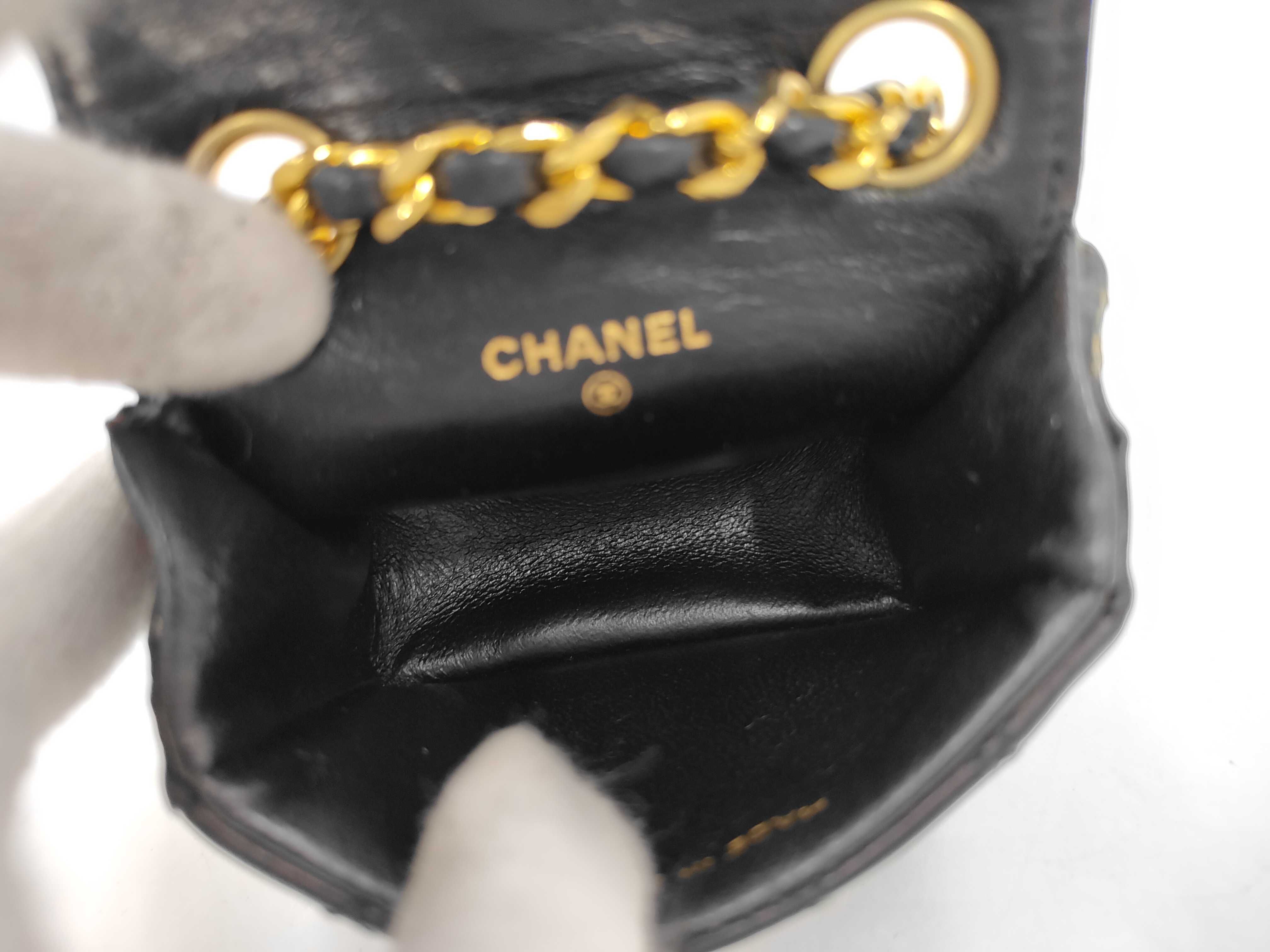 Lambskin Mini Matelassé Chain Belt Bag Charm, Black Waist Bag — view 9