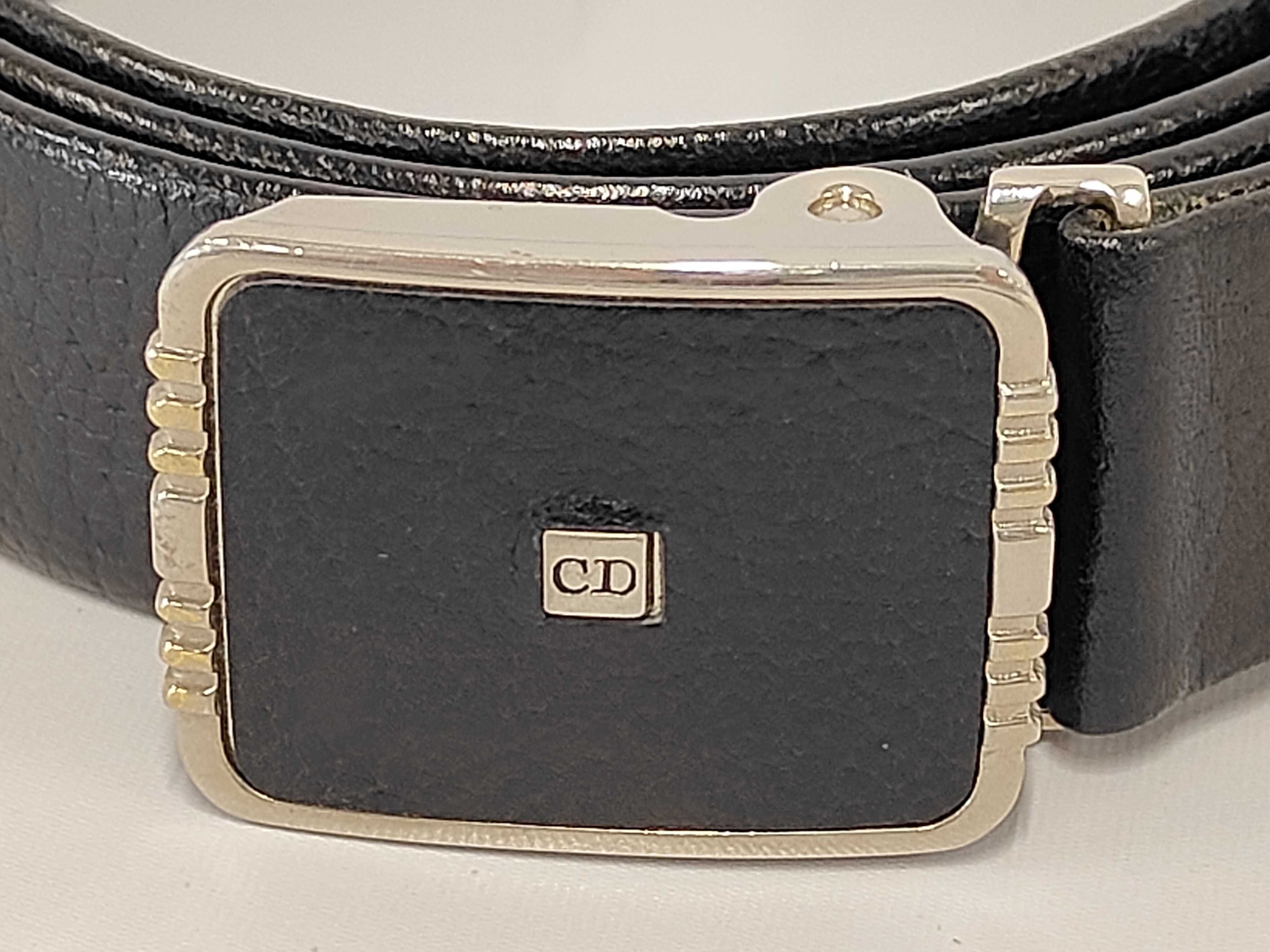 Christian Monsieur CD logo leather belt, black belt. — view 2