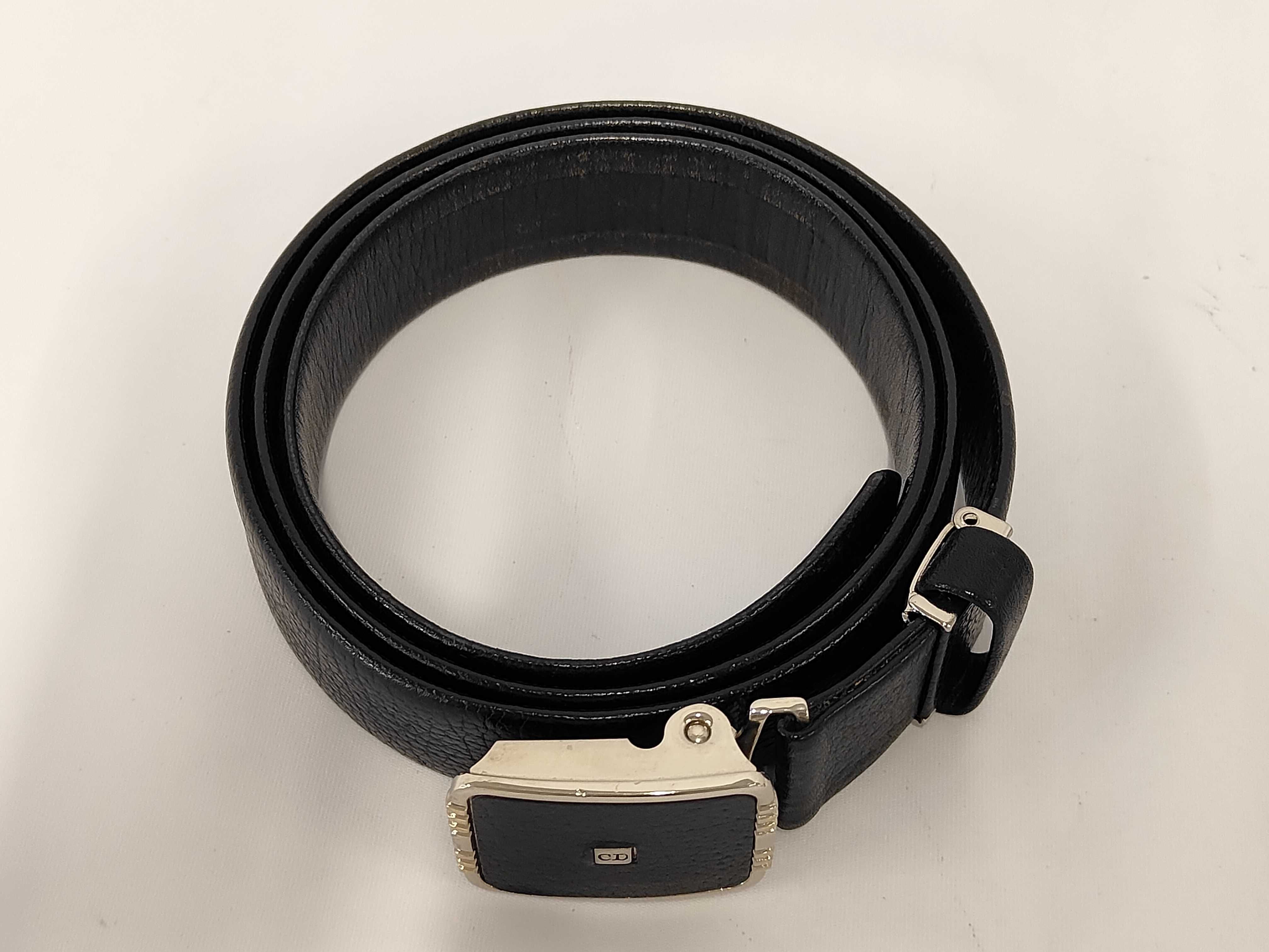 Christian Monsieur CD logo leather belt, black belt. — view 3