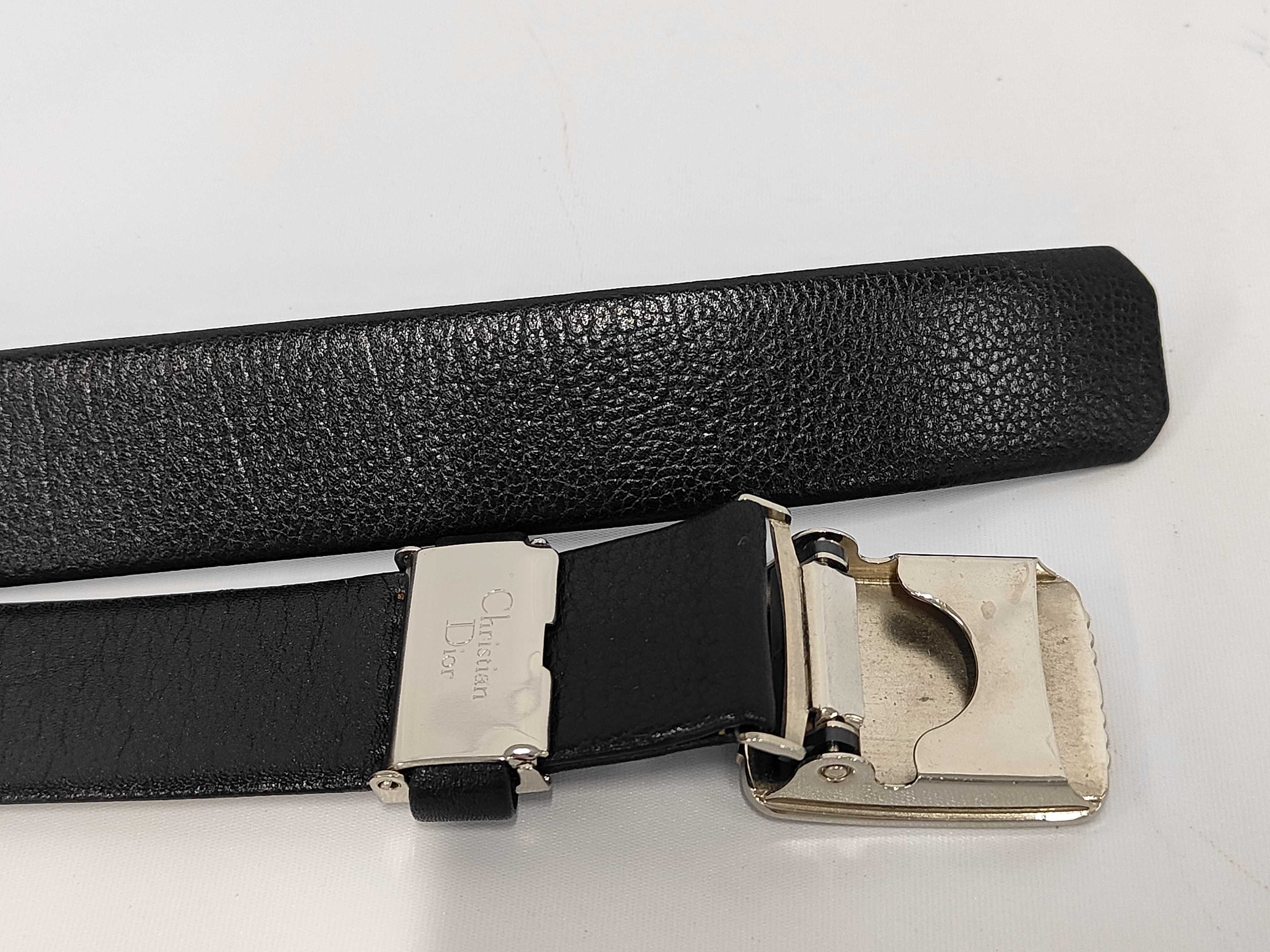 Christian Monsieur CD logo leather belt, black belt. — view 4