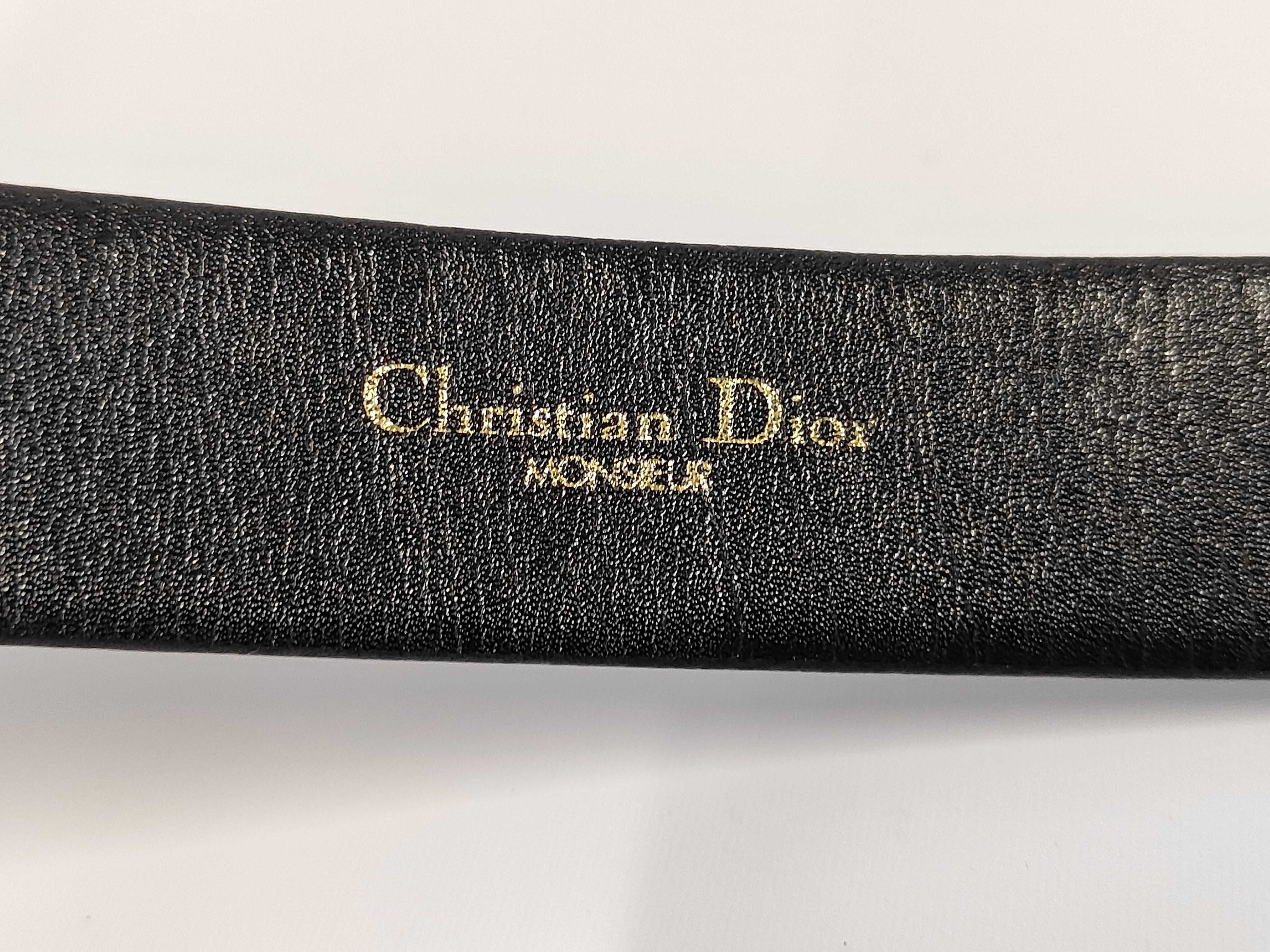 Christian Monsieur CD logo leather belt, black belt. — view 5
