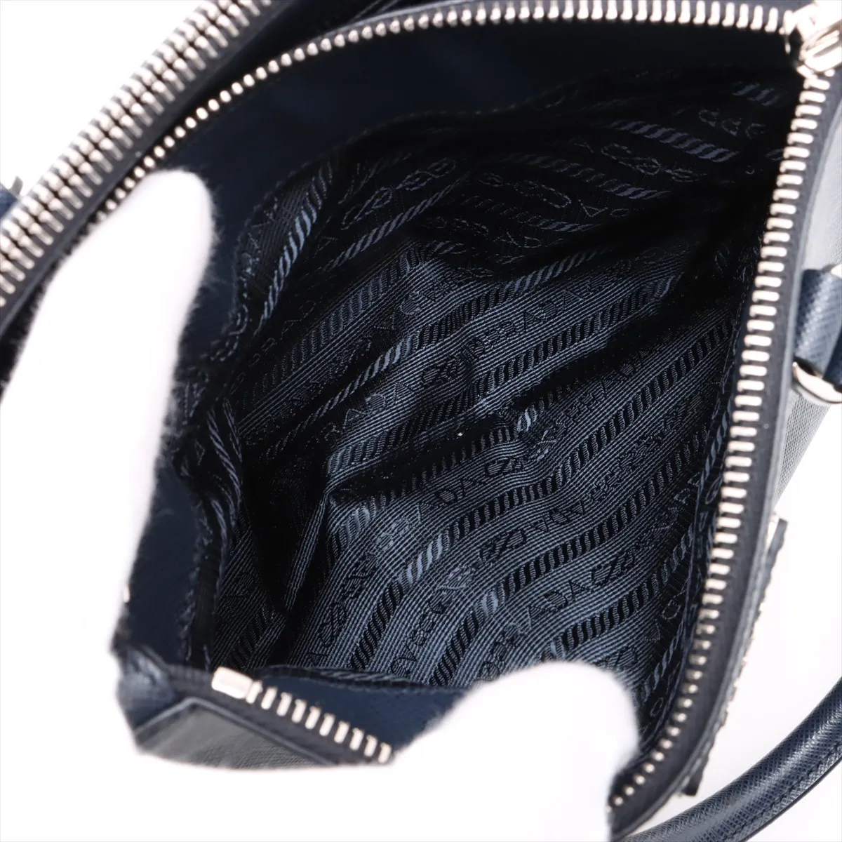 Saffiano Luxe Galleria Leather 2WAY Handbag Navy 1BA896 Bearer Guarantee — view 8