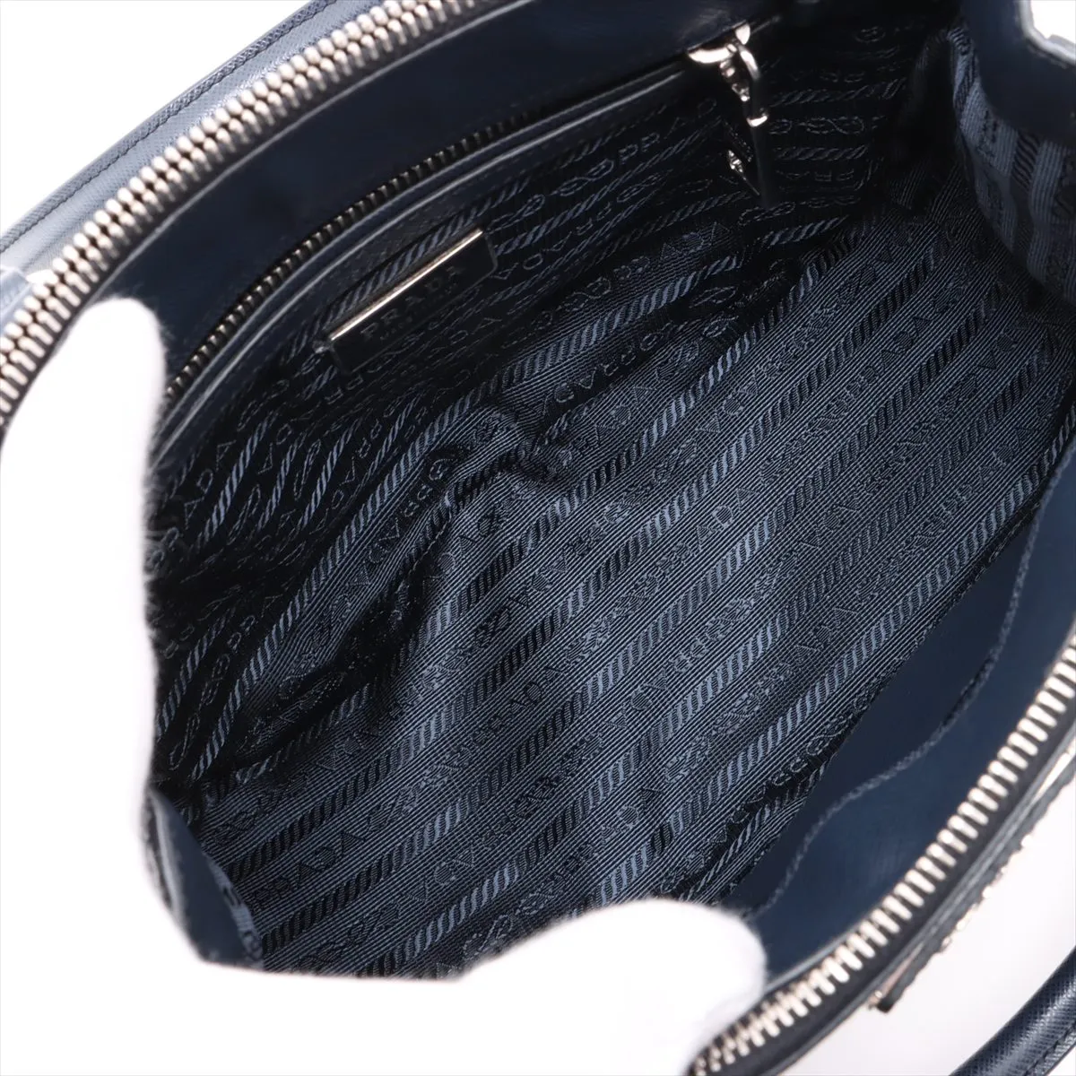 Saffiano Luxe Galleria Leather 2WAY Handbag Navy 1BA896 Bearer Guarantee — view 9