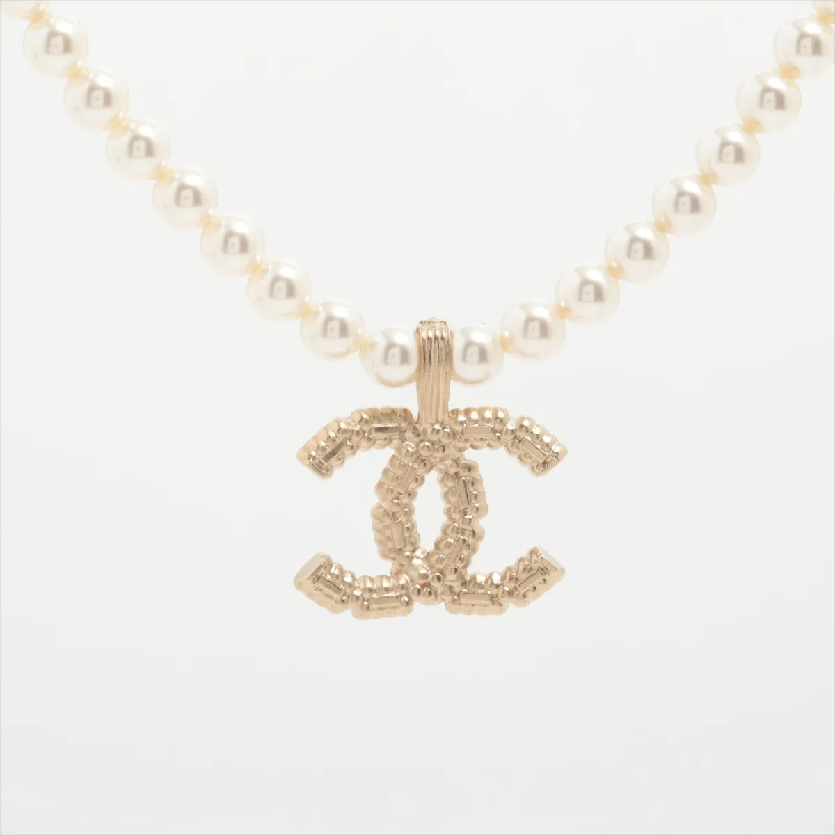 Coco Mark A22K Necklace, GP x Rhinestone x Faux Pearl, — view 2