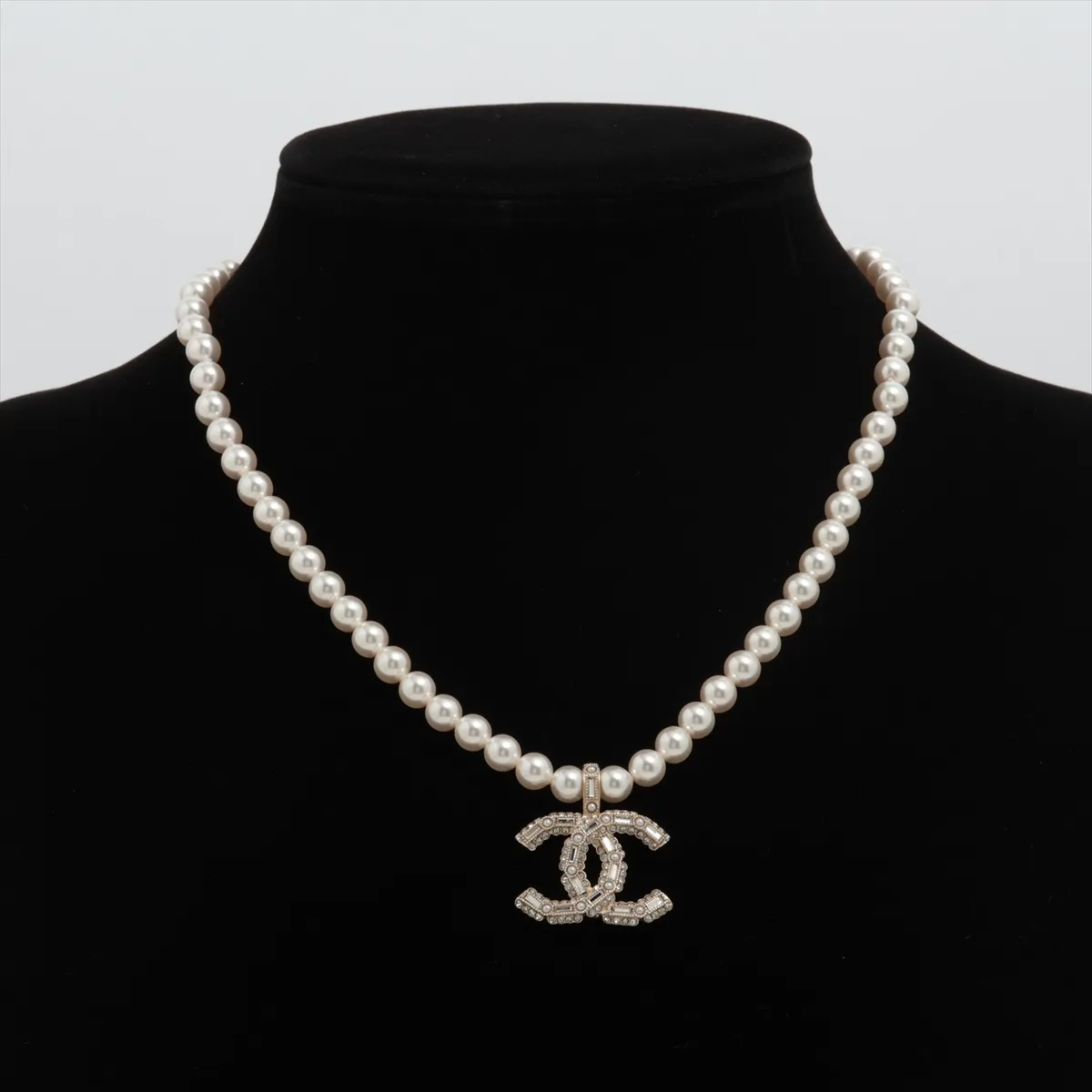 Coco Mark A22K Necklace, GP x Rhinestone x Faux Pearl, — view 5