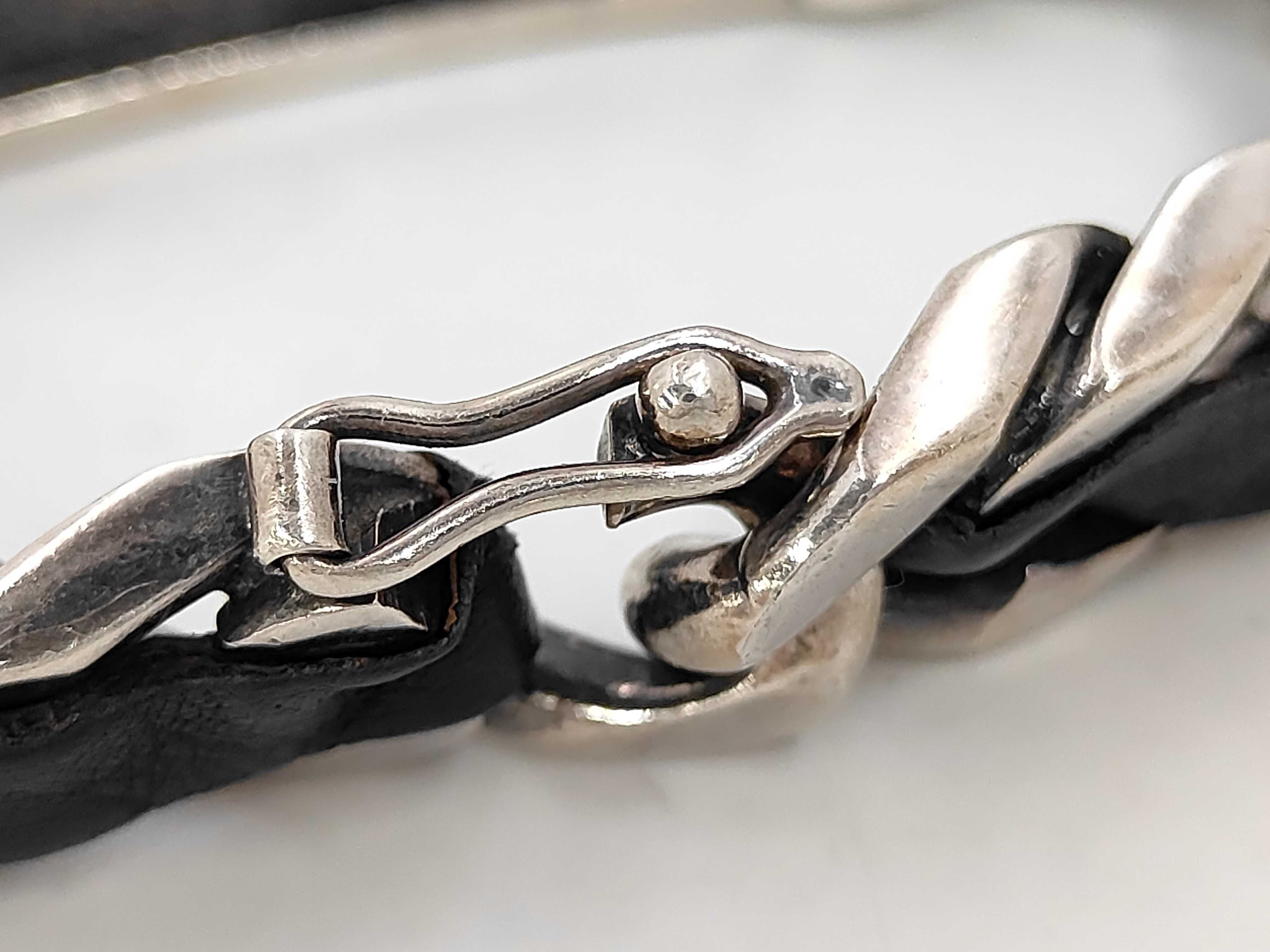 Bracelet, Silver Chain, Logo, Leather, 96P Bracelet/Bangle — view 5