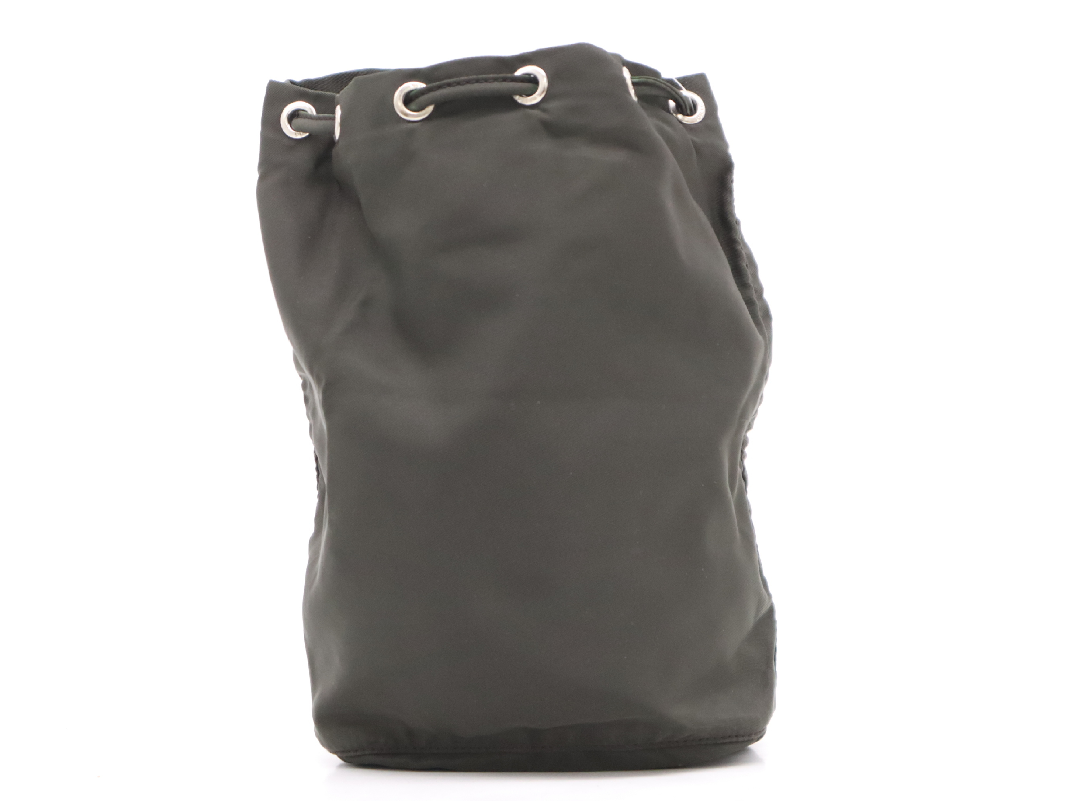 Nylon Triangle Logo Pouch, Dark Green — view 2