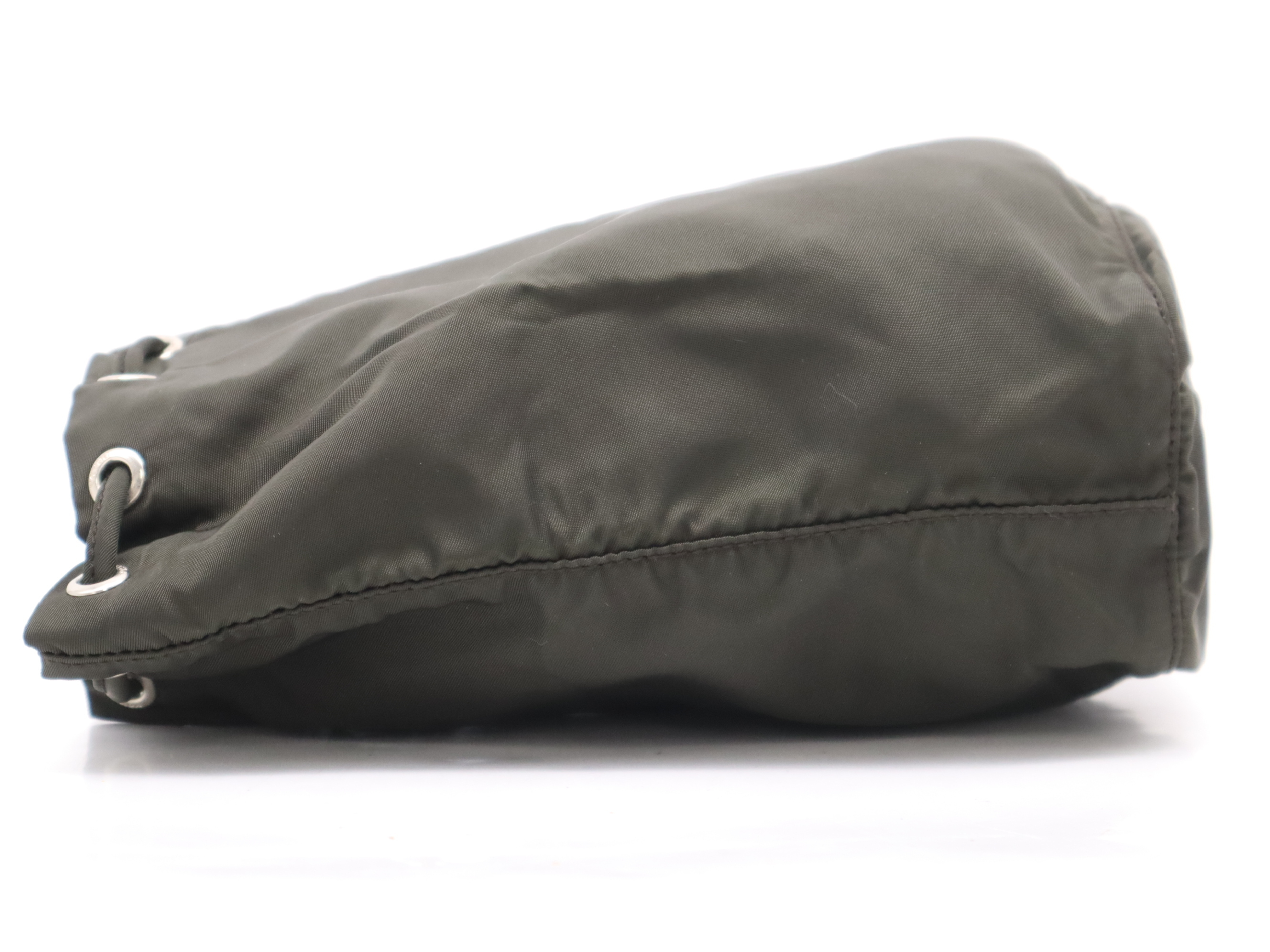 Nylon Triangle Logo Pouch, Dark Green — view 3