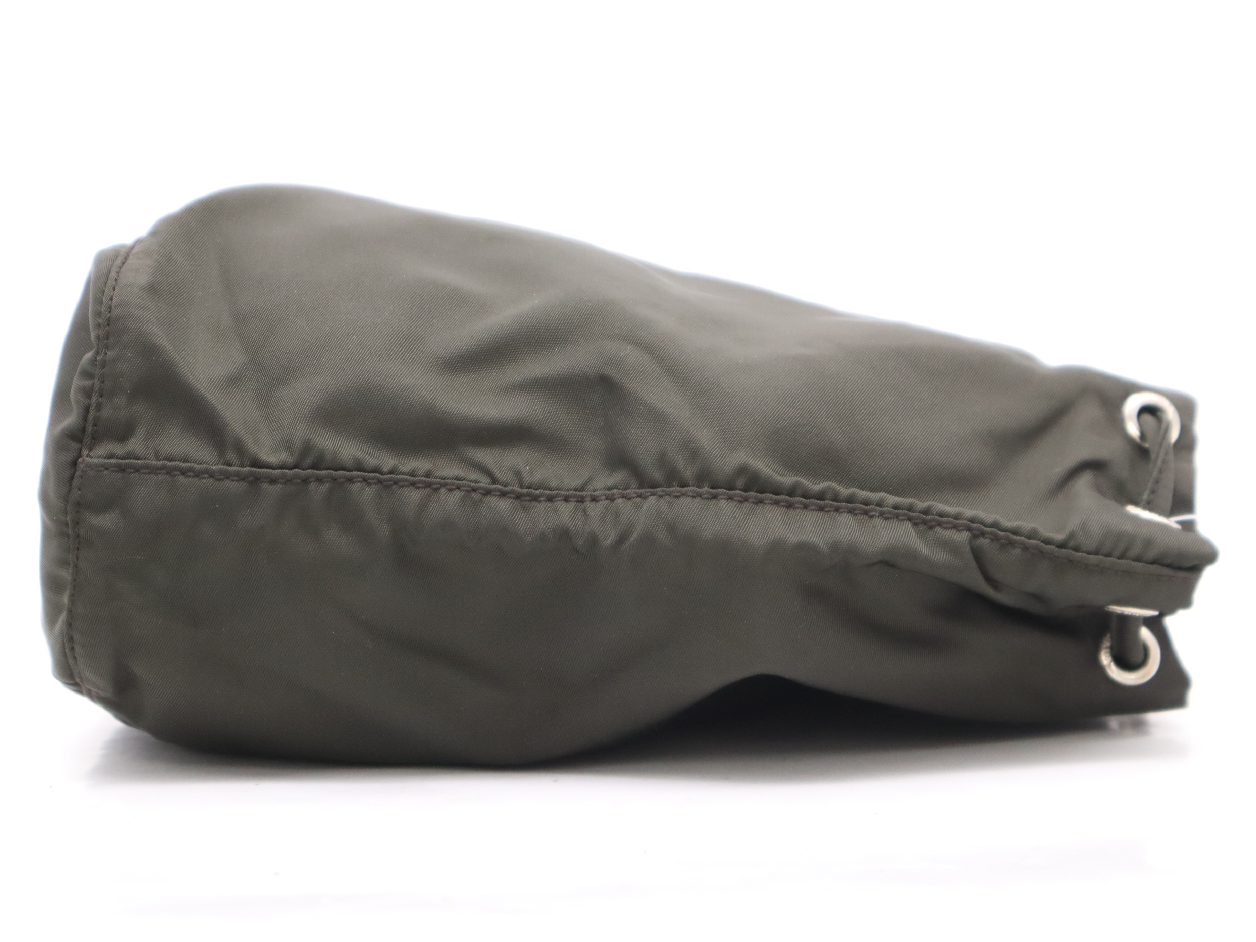 Nylon Triangle Logo Pouch, Dark Green — view 5