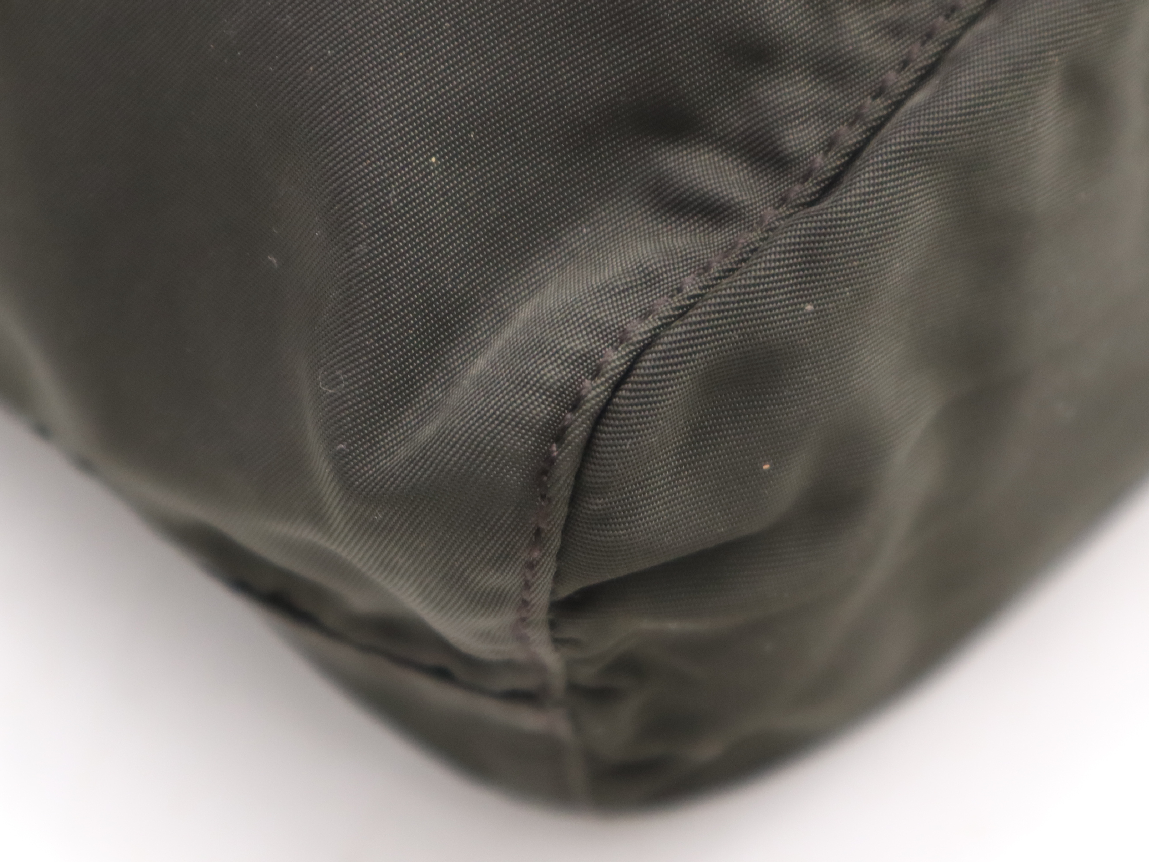 Nylon Triangle Logo Pouch, Dark Green — view 7