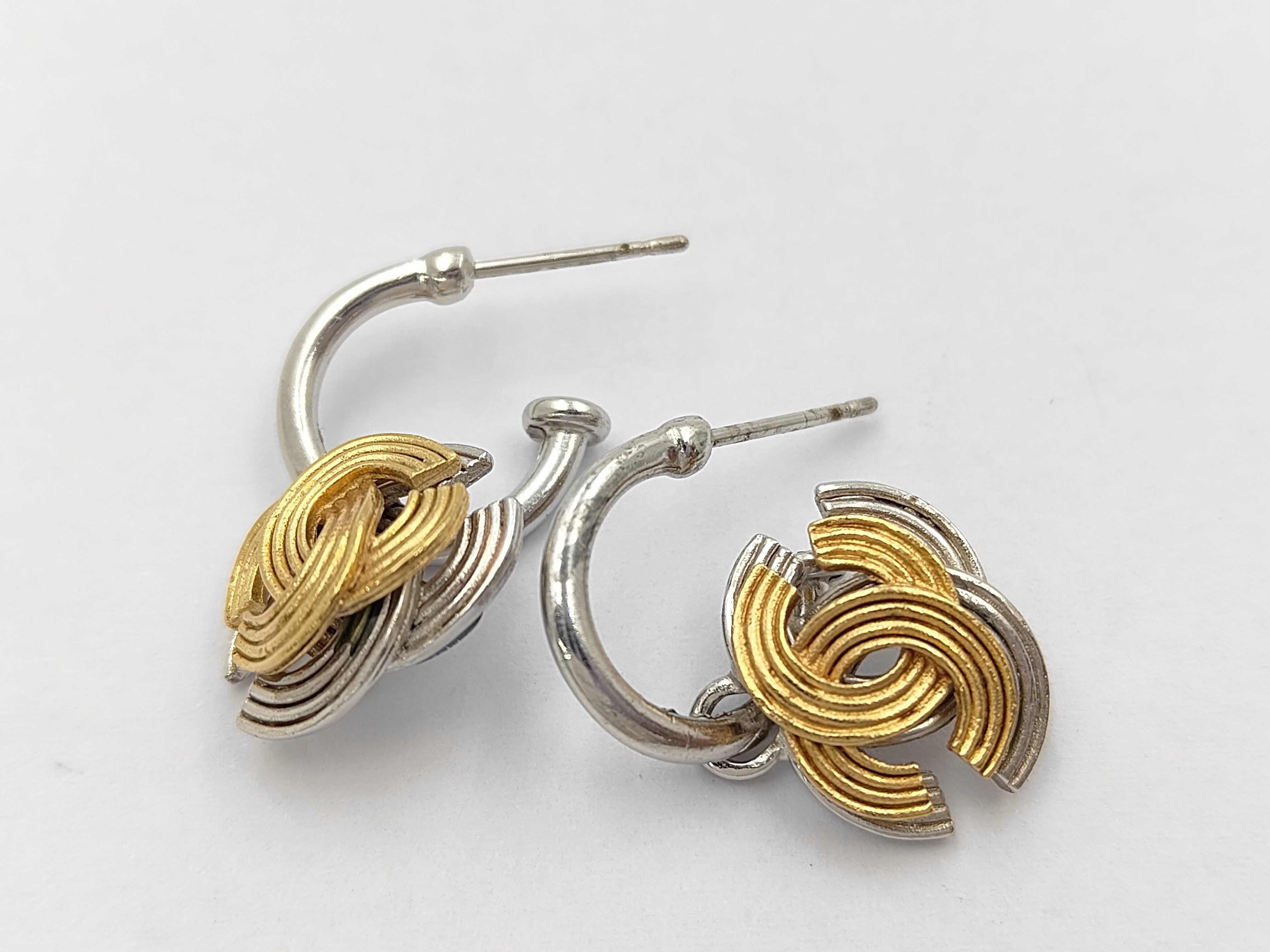Hoop Earrings, Double Coco Mark, Silver x Gold, 00A, Bracelet/Bangle — view 4
