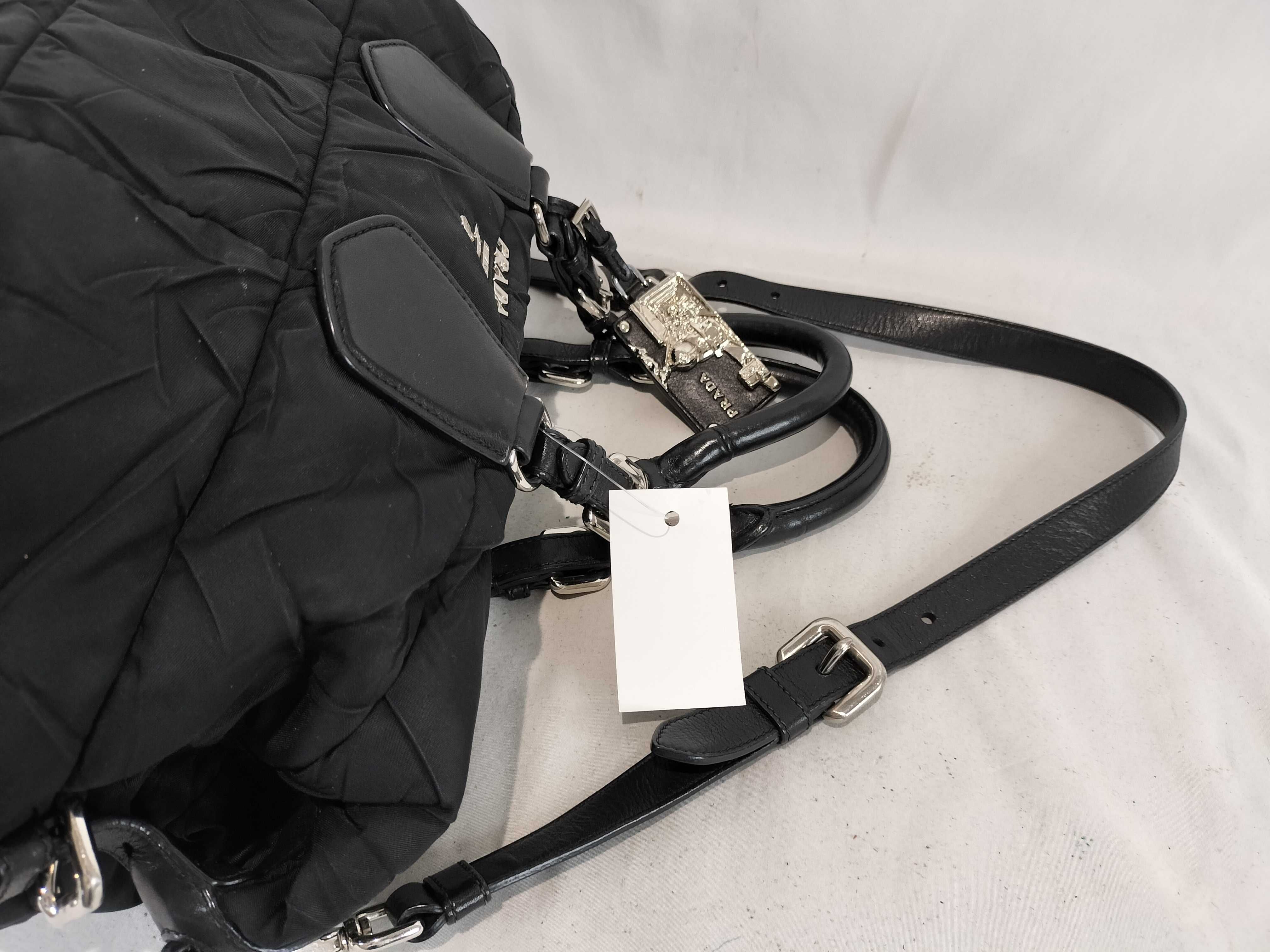 Nylon Prada Quilted Nylon Leather Tote Bag Shoulder Bag — view 3