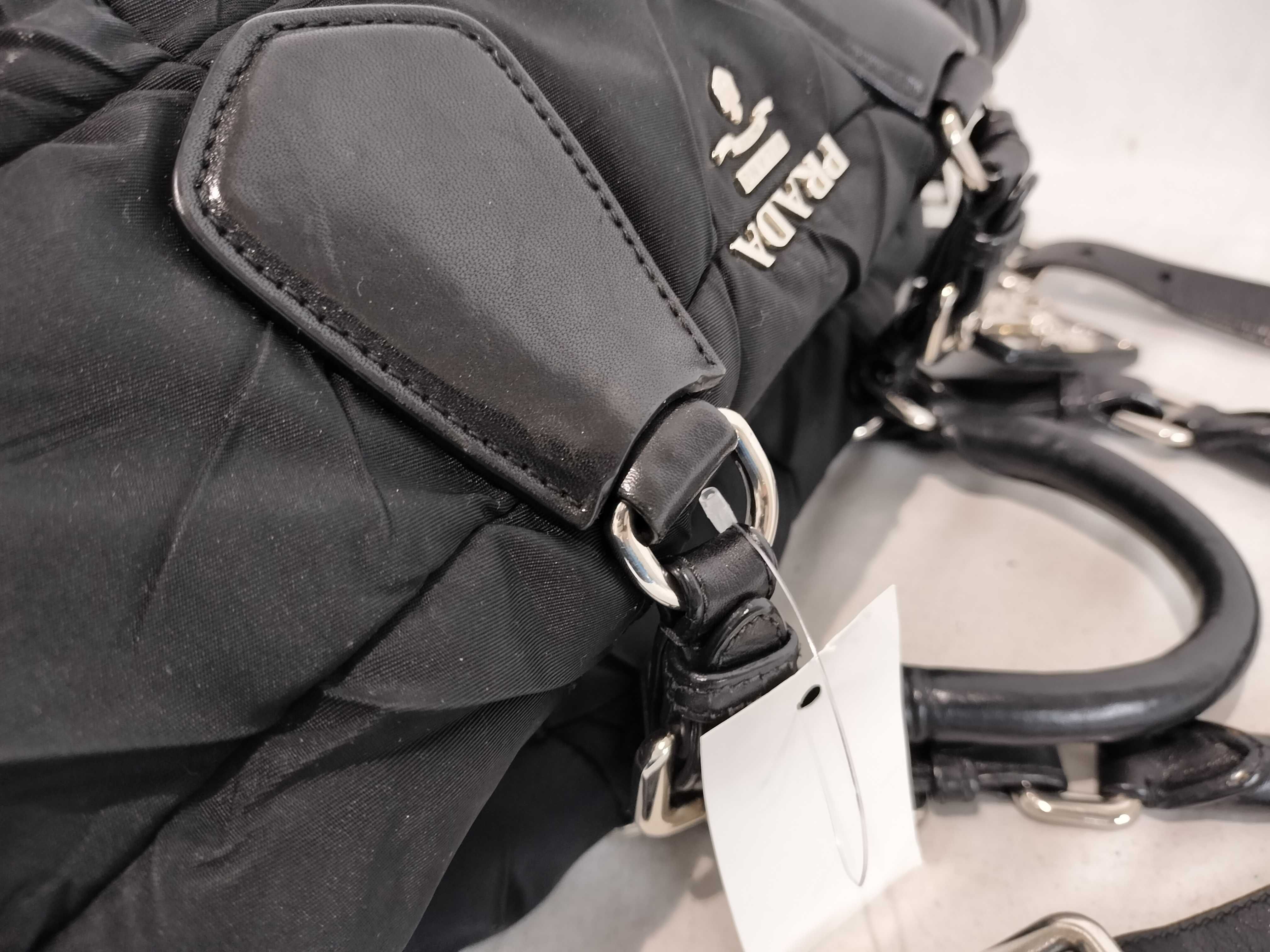 Nylon Prada Quilted Nylon Leather Tote Bag Shoulder Bag — view 5
