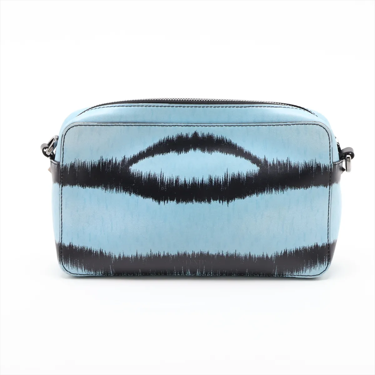 V-logo Leather Shoulder Bag, Blue x Black — view 2