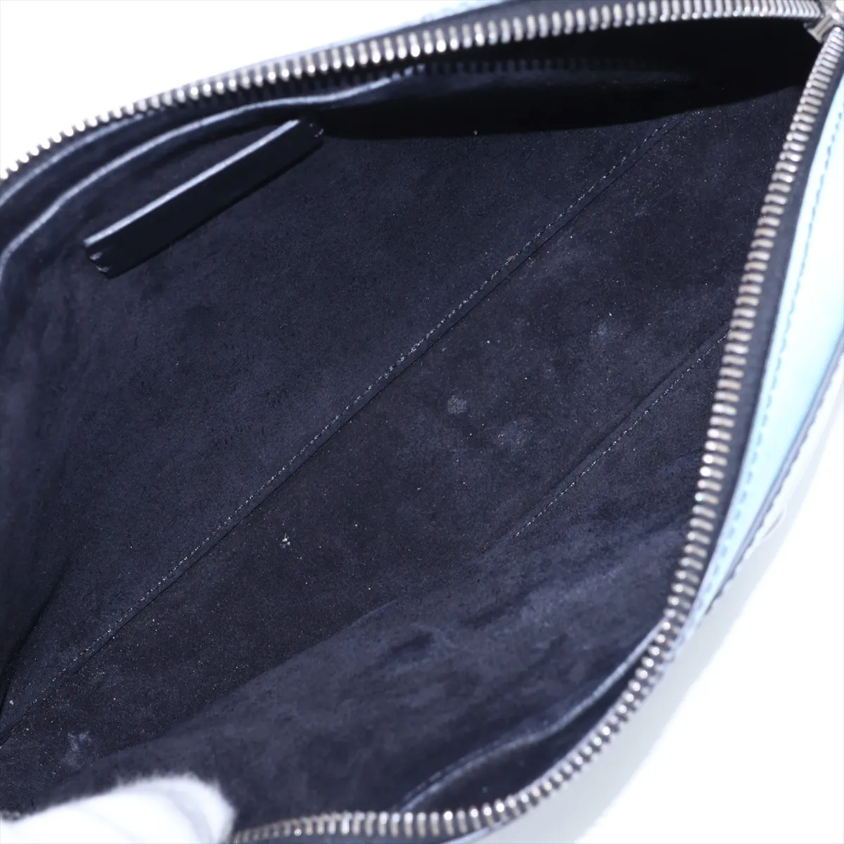 V-logo Leather Shoulder Bag, Blue x Black — view 6