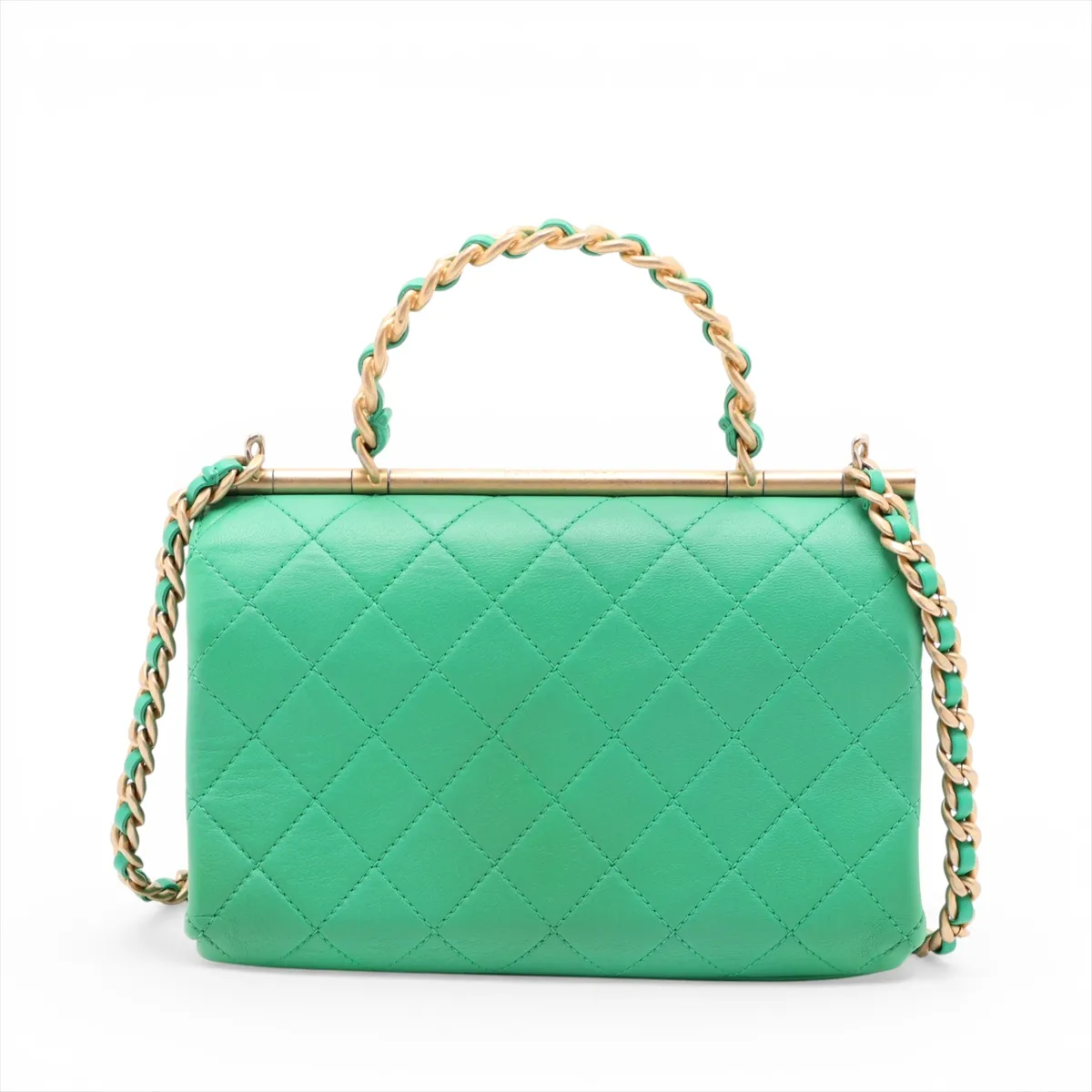 Matelassé Lambskin 2-Way Handbag, Green with Gold Hardware, 29970282, Serial Number 29 — view 2