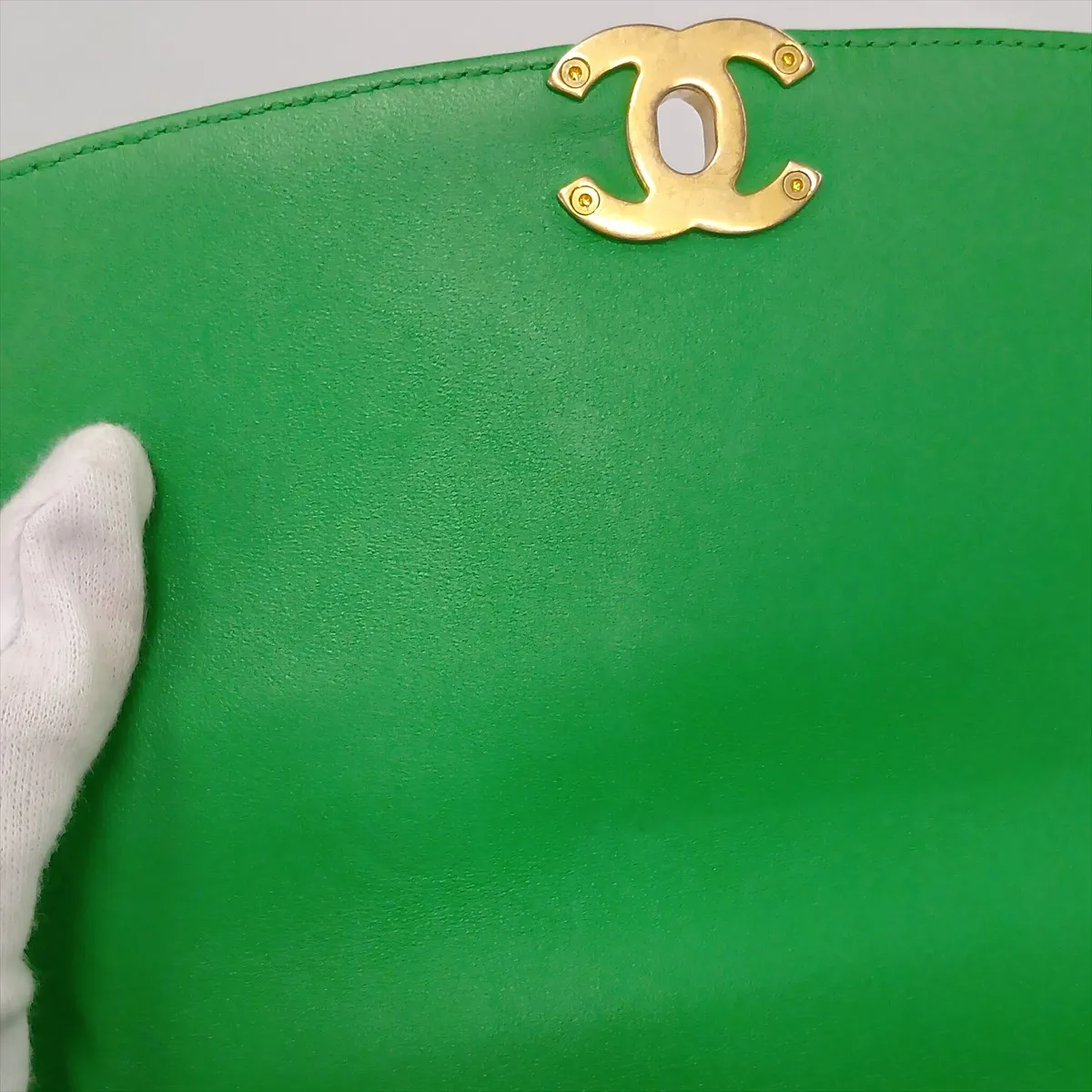 Matelassé Lambskin 2-Way Handbag, Green with Gold Hardware, 29970282, Serial Number 29 — view 13