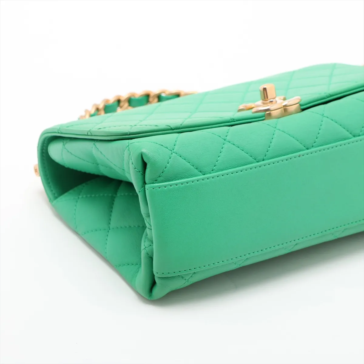 Matelassé Lambskin 2-Way Handbag, Green with Gold Hardware, 29970282, Serial Number 29 — view 4