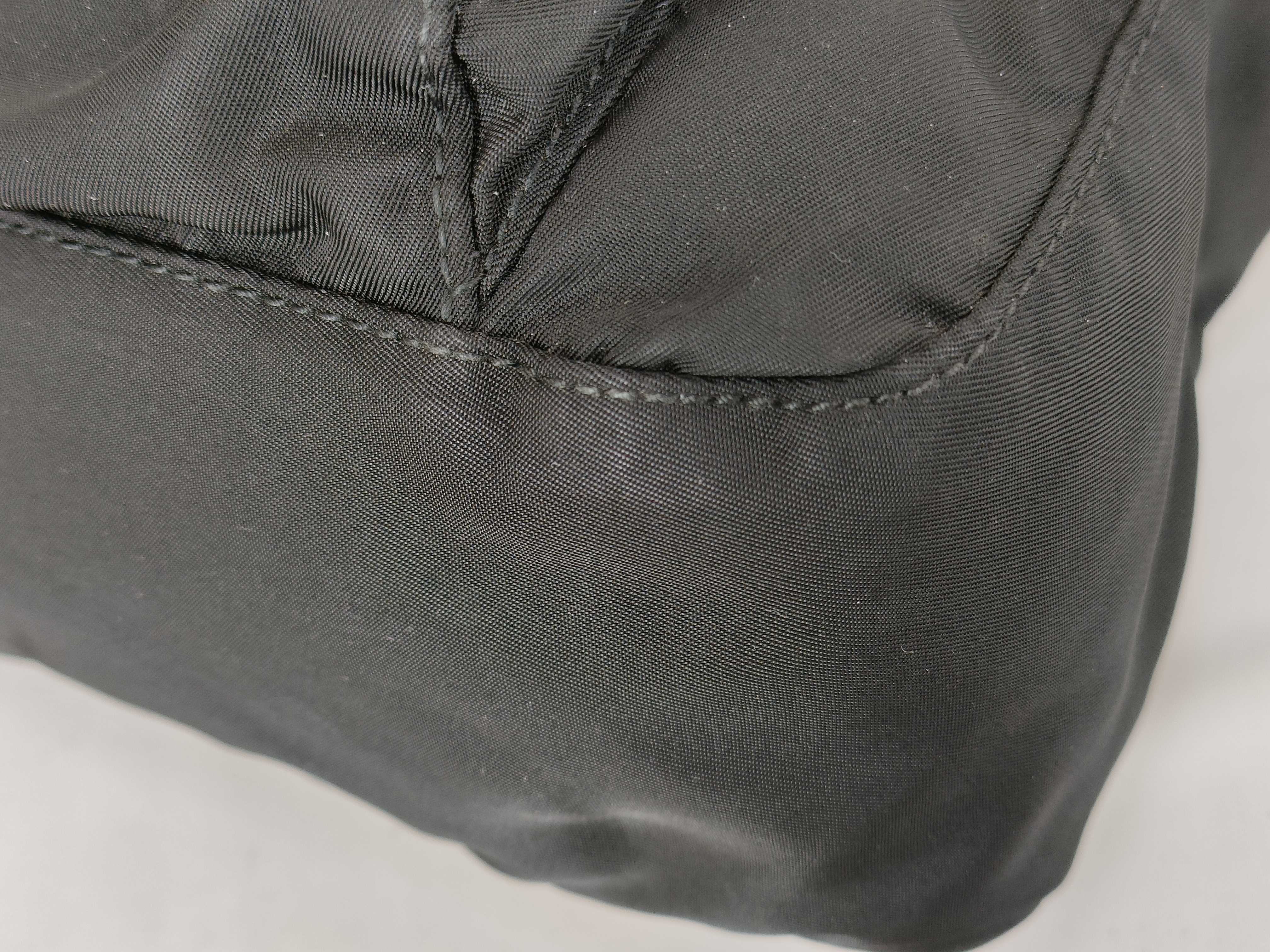 Nylon Shoulder Bag with Triangle Plate, Black — view 7