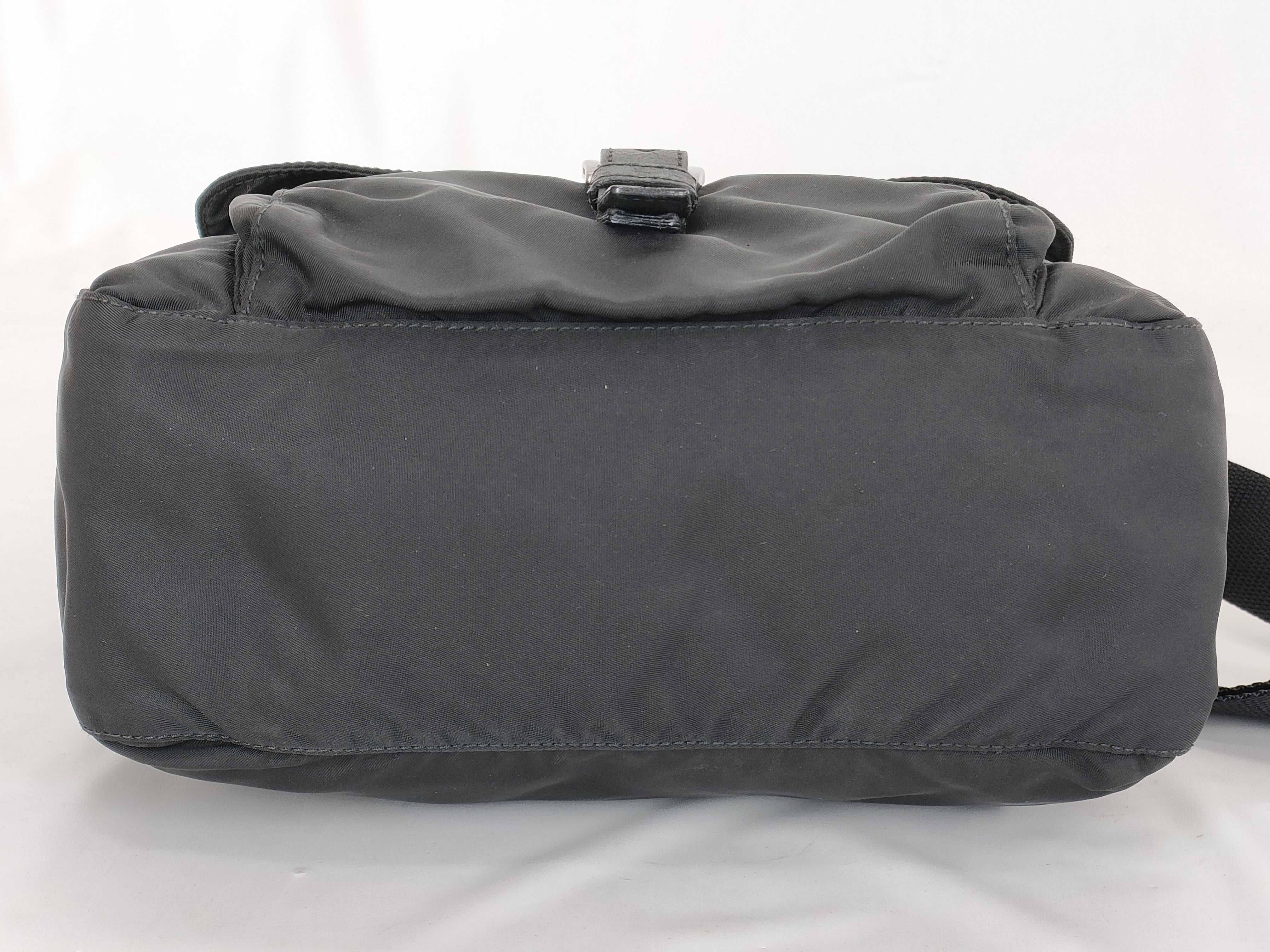 Nylon Shoulder Bag with Triangle Plate, Black — view 8