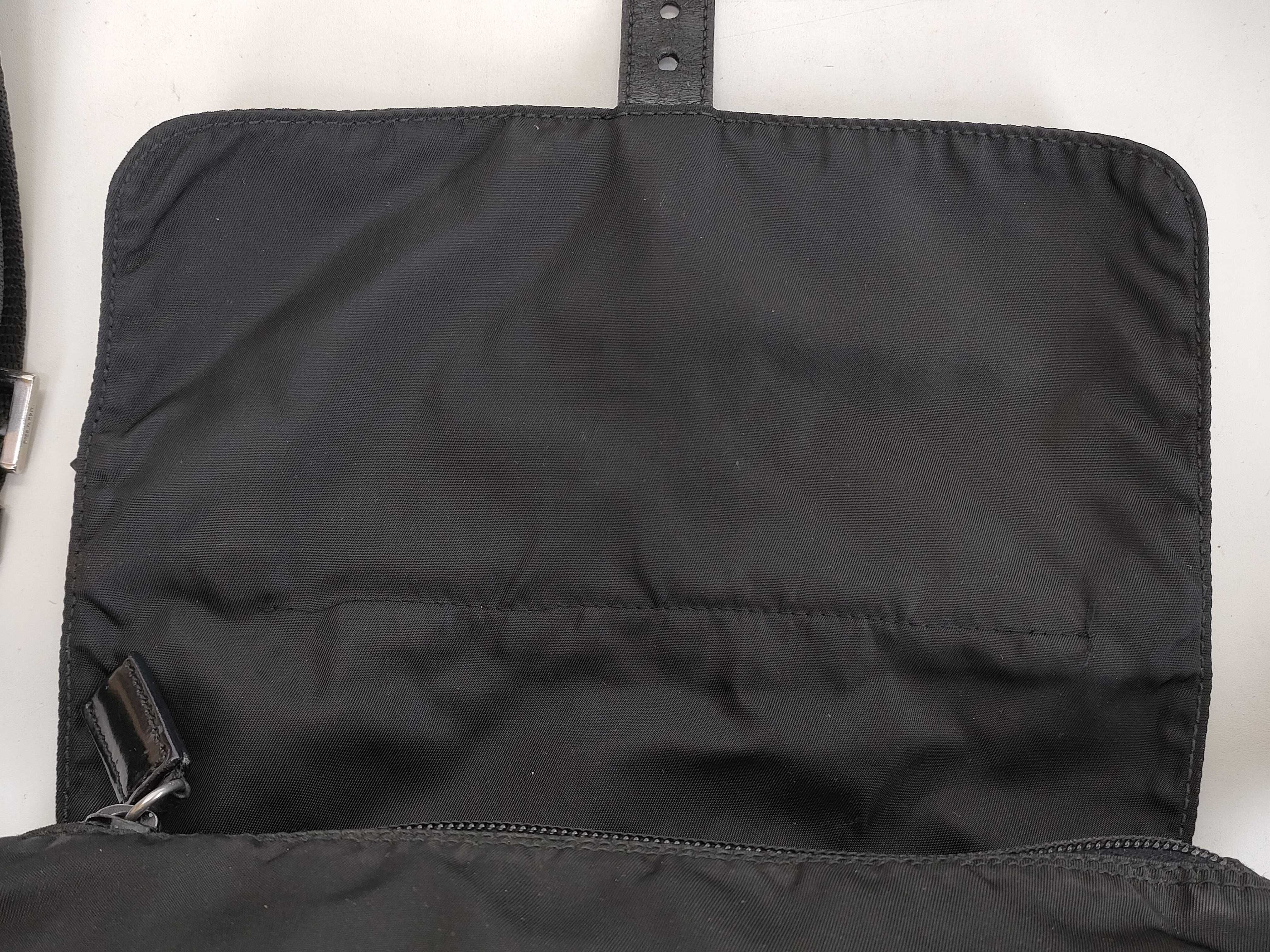 Nylon Shoulder Bag with Triangle Plate, Black — view 9