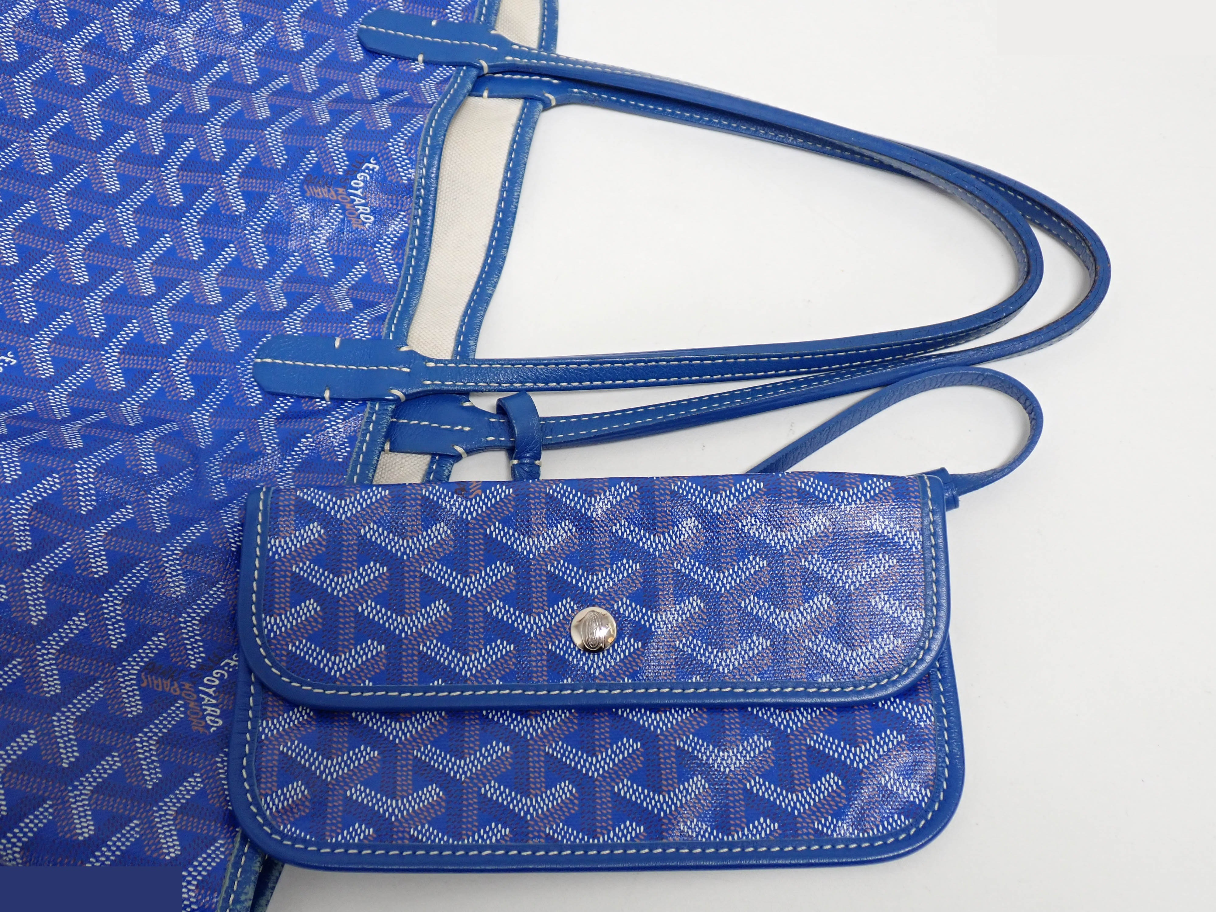 Saint Louis PM Tote Bag with Pouch, Blue — view 8