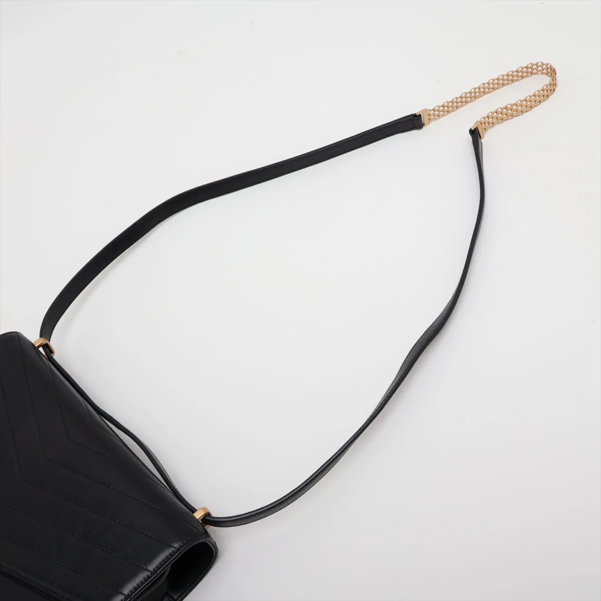 Chevron Lambskin Chain Shoulder Bag, V-stitch, Black, Gold Hardware, 26348263, Serial Number 26 — view 5