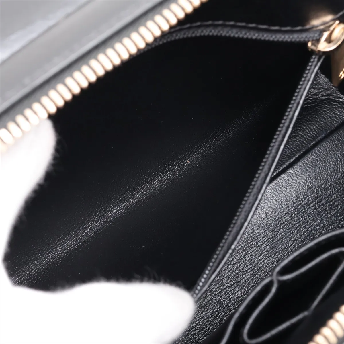 Chevron Lambskin Chain Shoulder Bag, V-stitch, Black, Gold Hardware, 26348263, Serial Number 26 — view 7