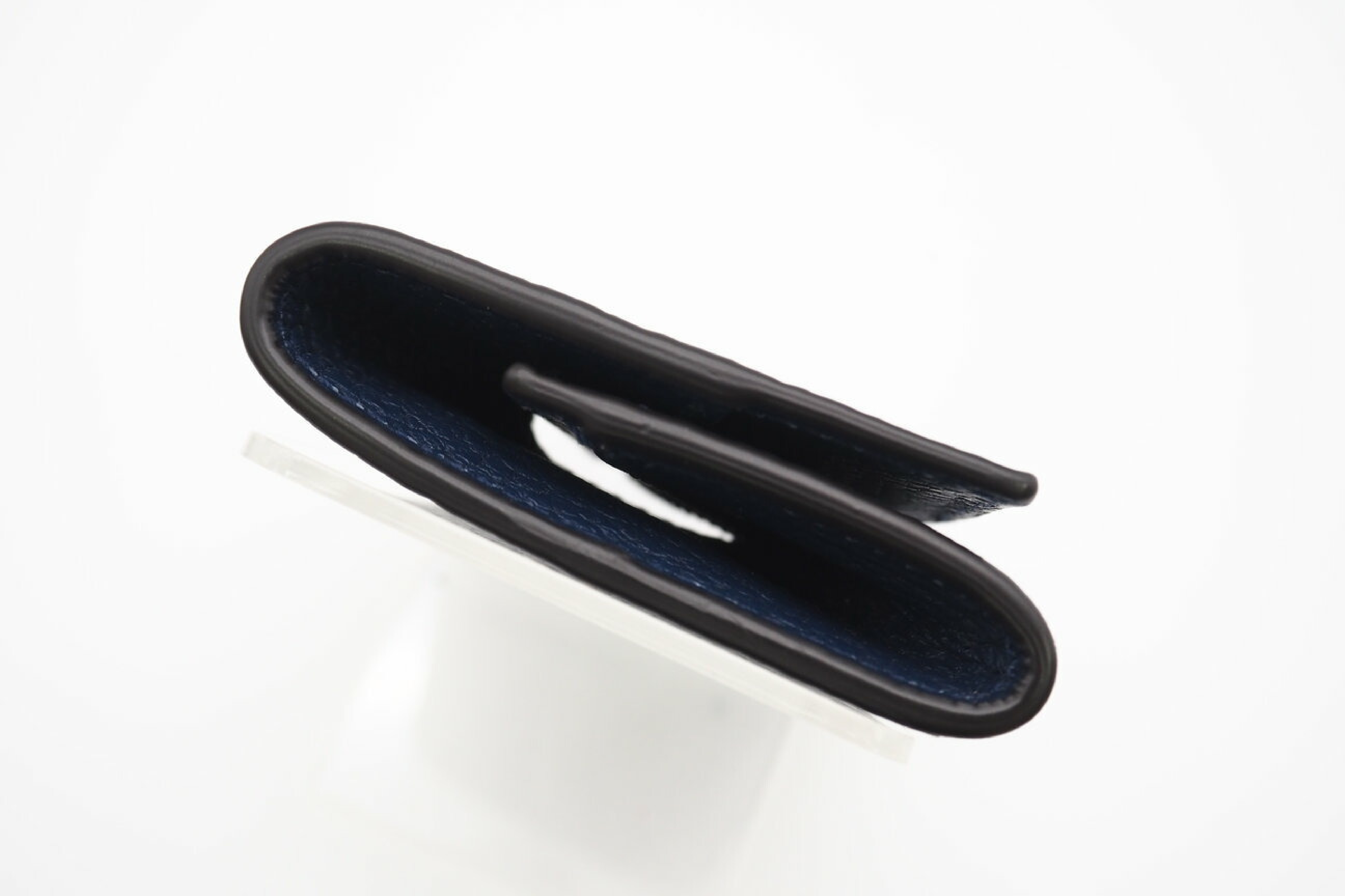 771160 Foldable Logo Leather Coin Purse, Navy Blue, with Dust Bag and Box. — view 6