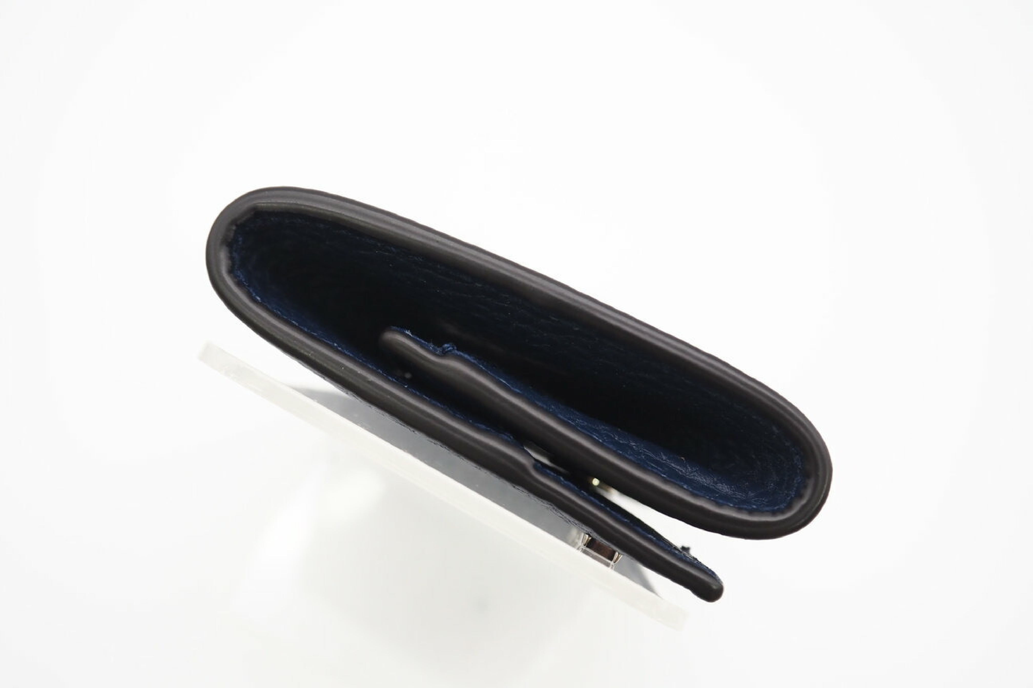 771160 Foldable Logo Leather Coin Purse, Navy Blue, with Dust Bag and Box. — view 7