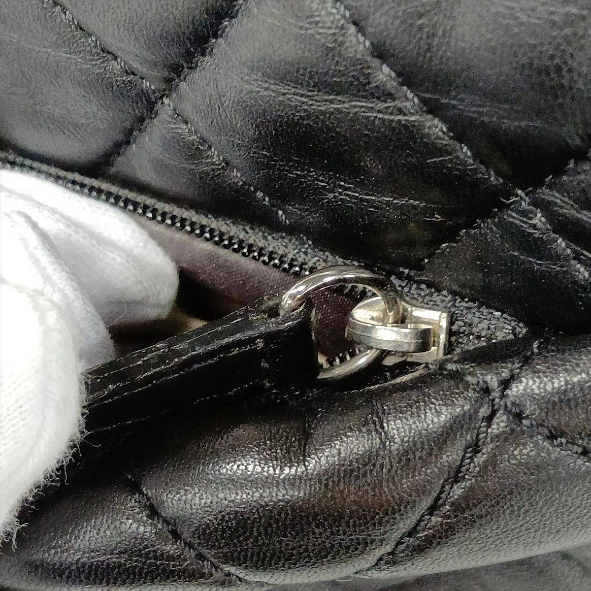 Matelassé Lambskin Chain Shoulder Bag, Black with Silver Hardware, Item No. 13641194 (Serial No. 13) — view 15
